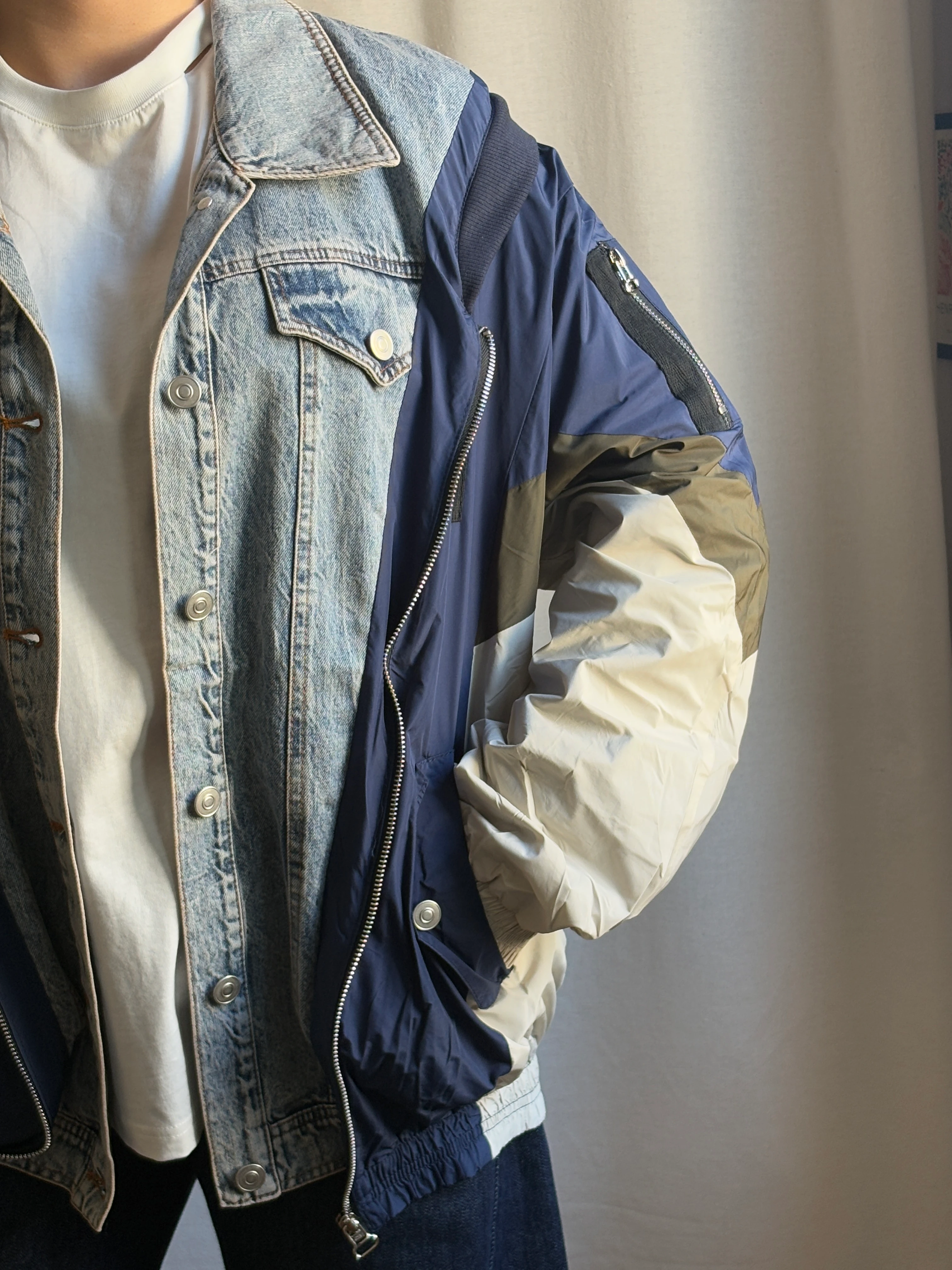 Denim Detaylı Yağmurluk Ceket