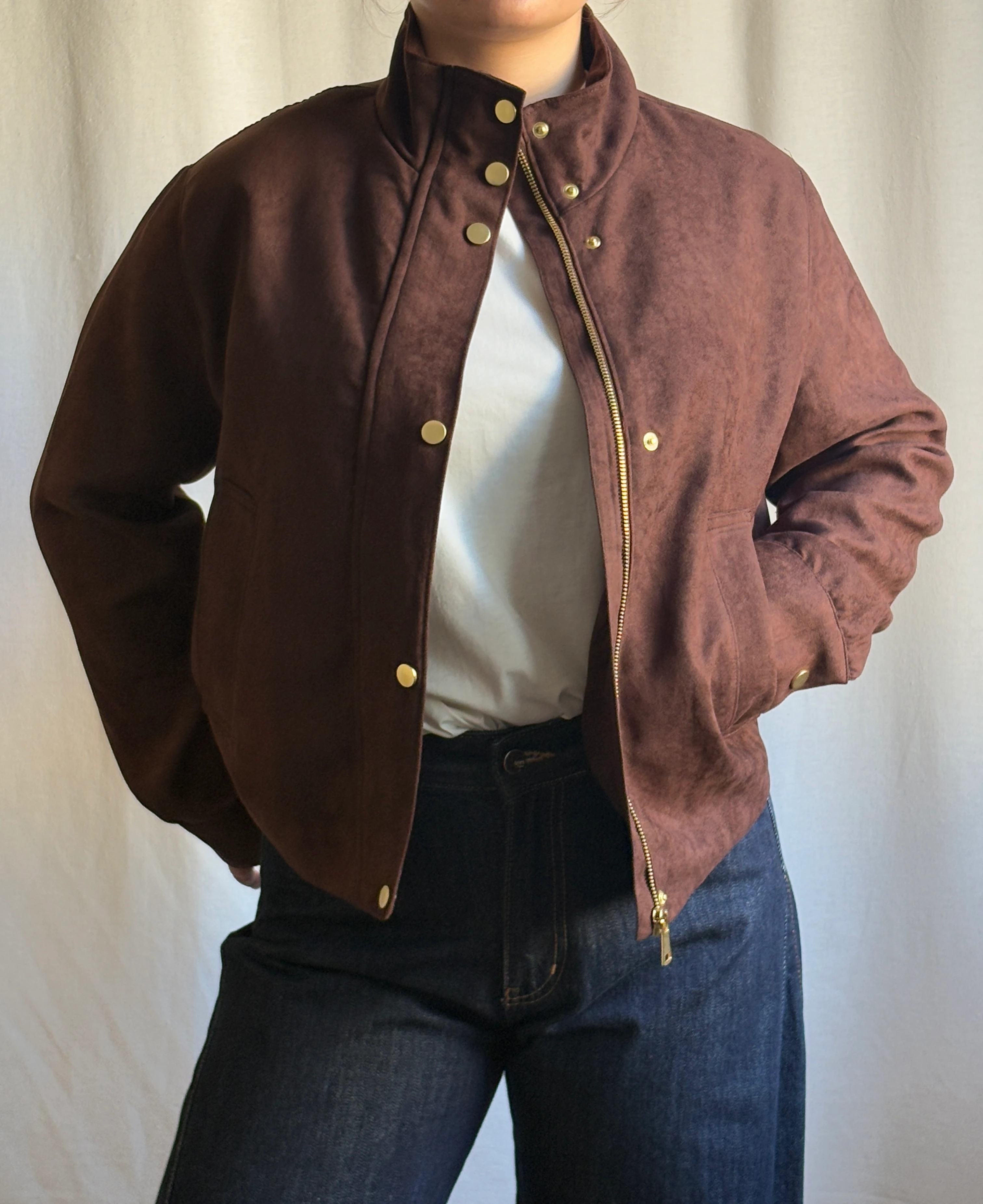 Astarlı Fermuarlı Nubuk Ceket