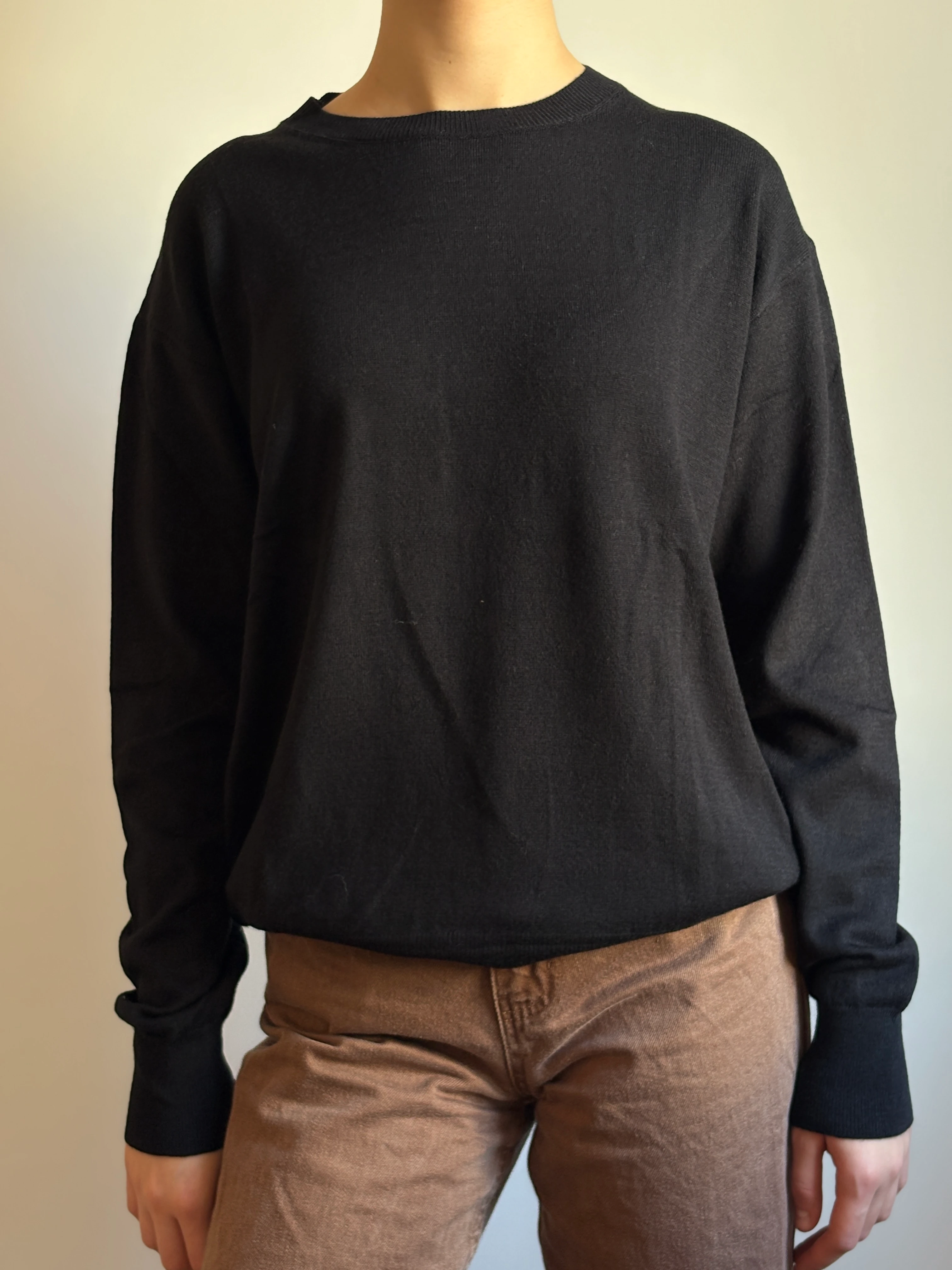 Bisiklet Yaka Yünlü Basic Triko Kazak Siyah