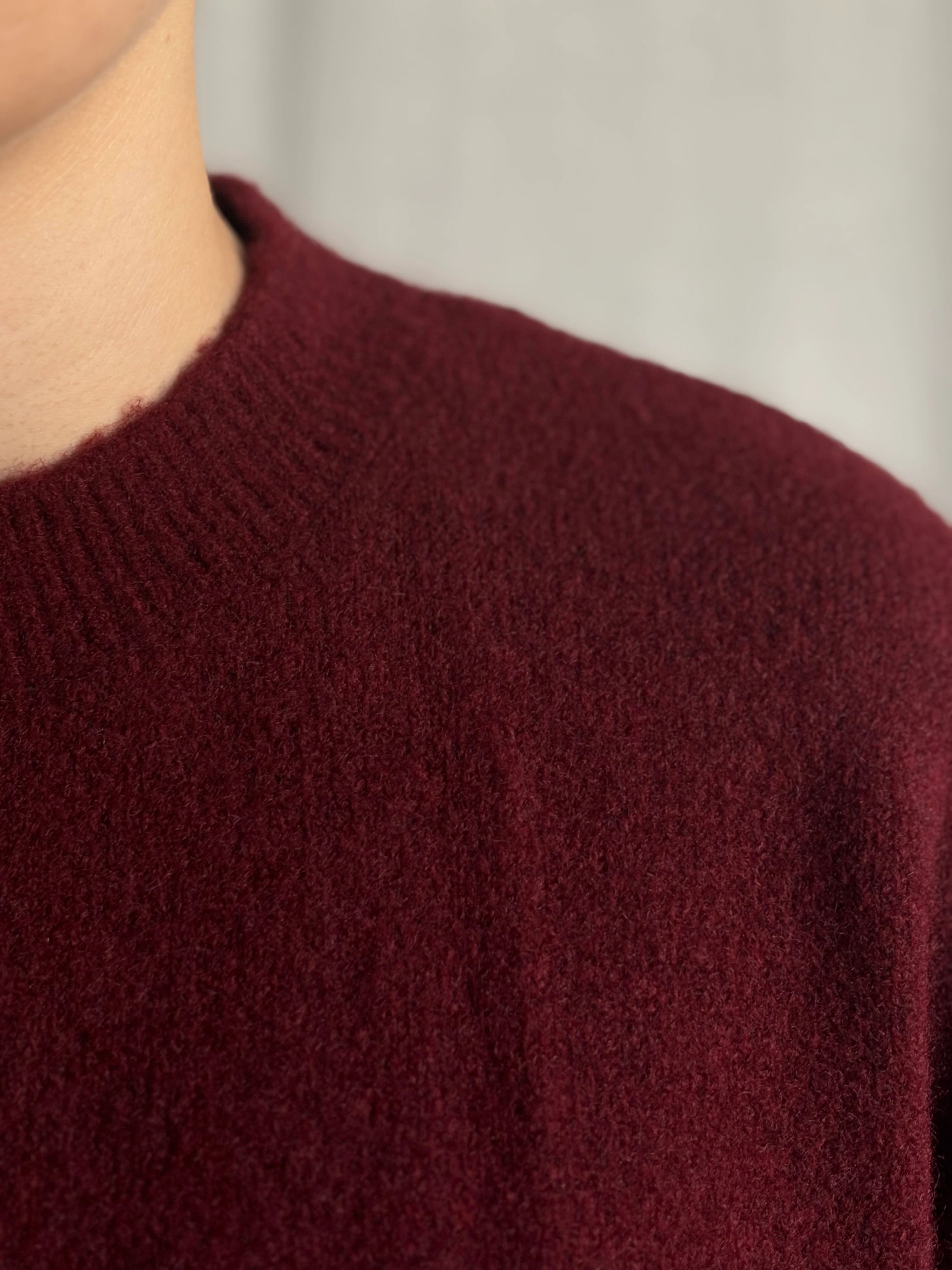 Bisiklet Yaka Yünlü Basic Triko Kazak - Bordo