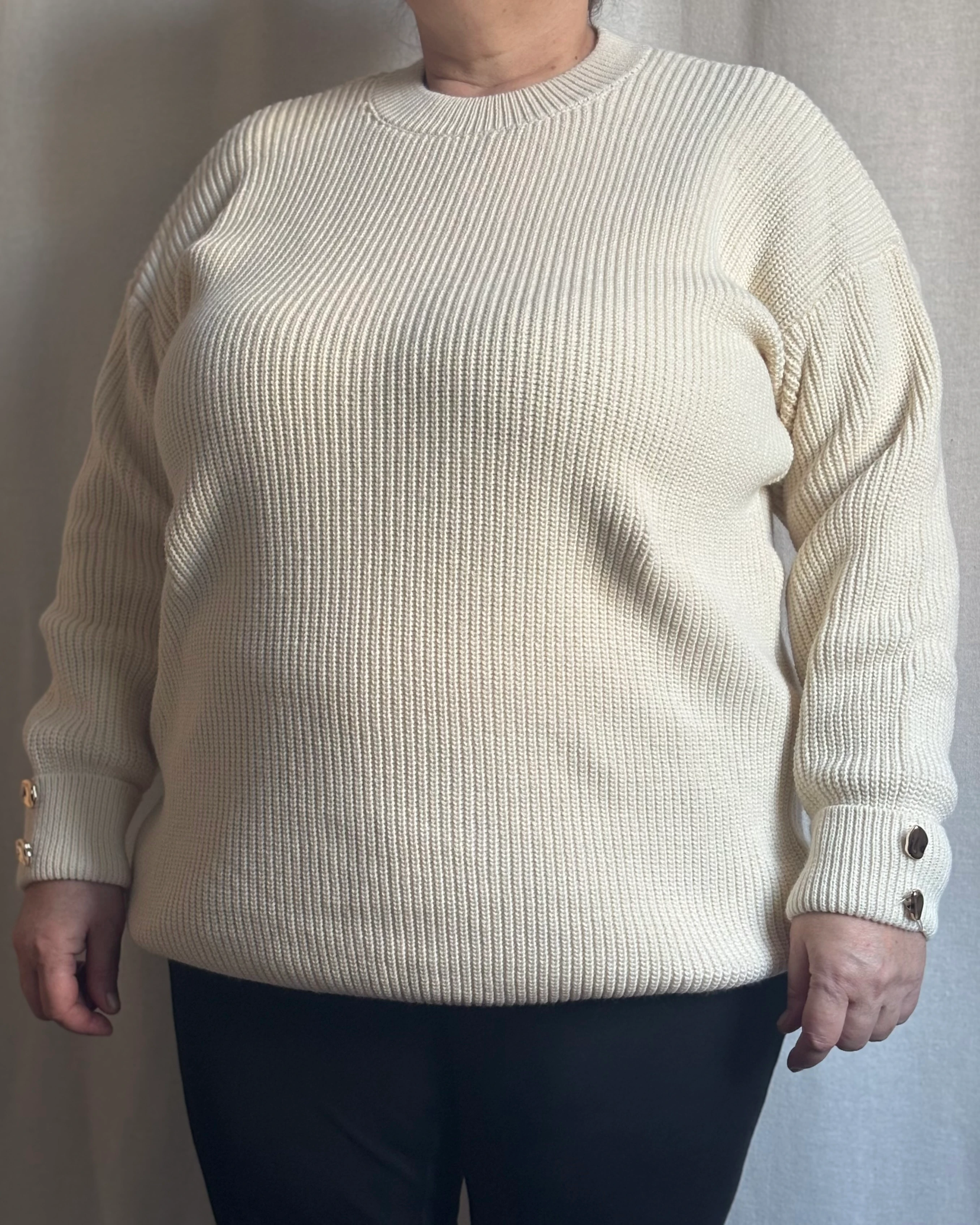 Örme Triko Kazak  - Krem