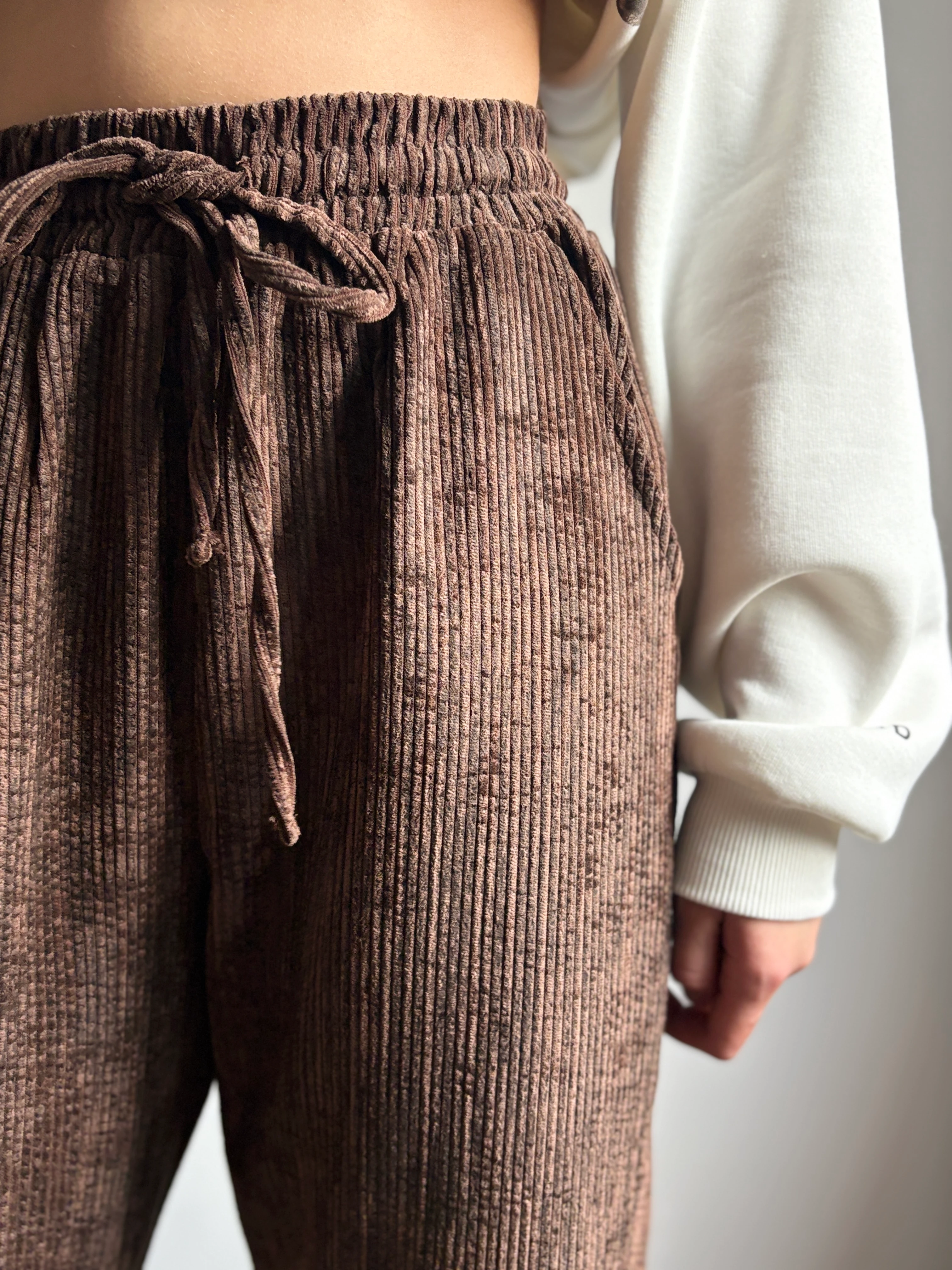 Kahverengi Beli Lastikli Pantolon 