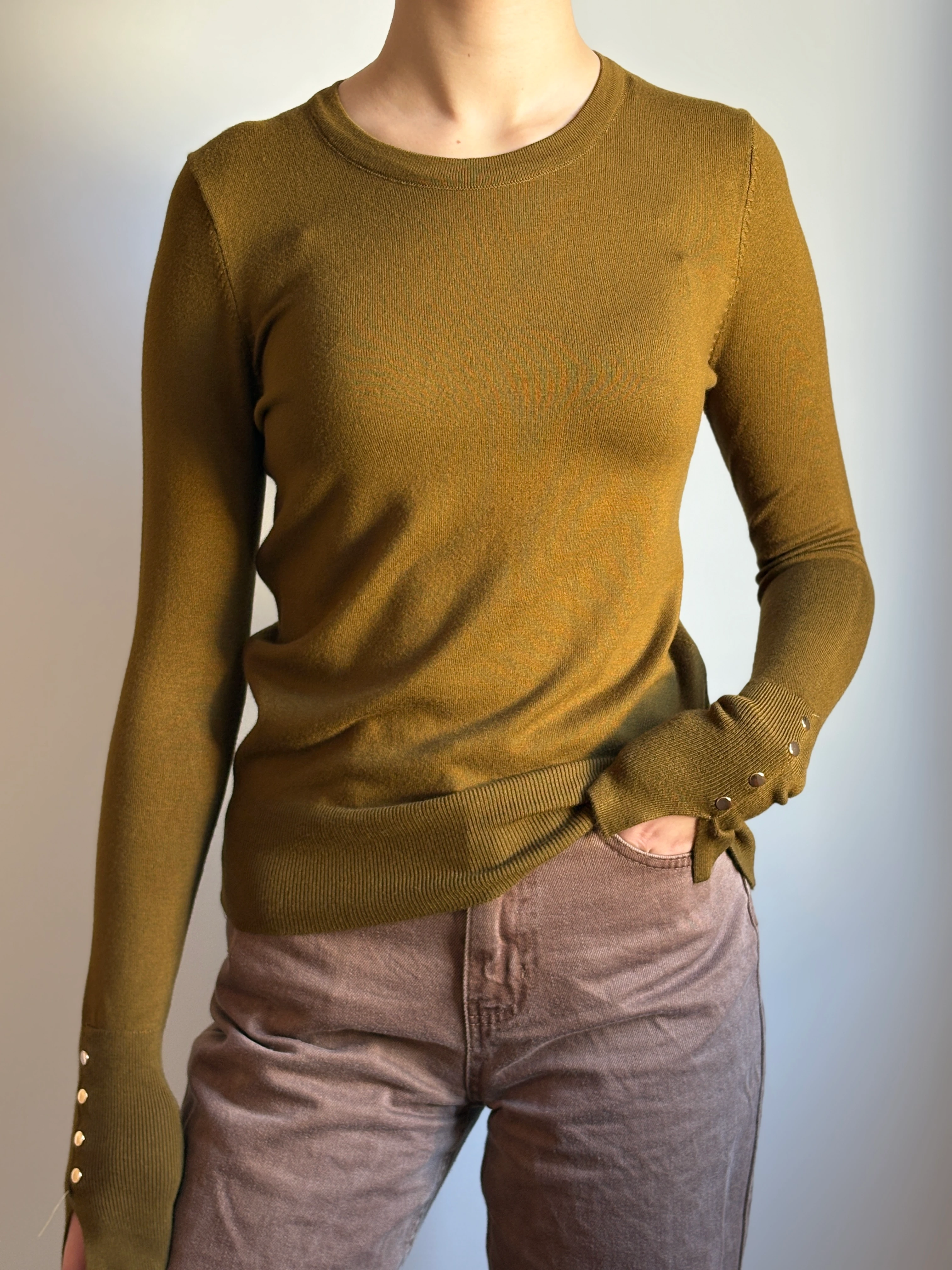 Bisiklet Yaka Kol Ortası Droplu Kazak