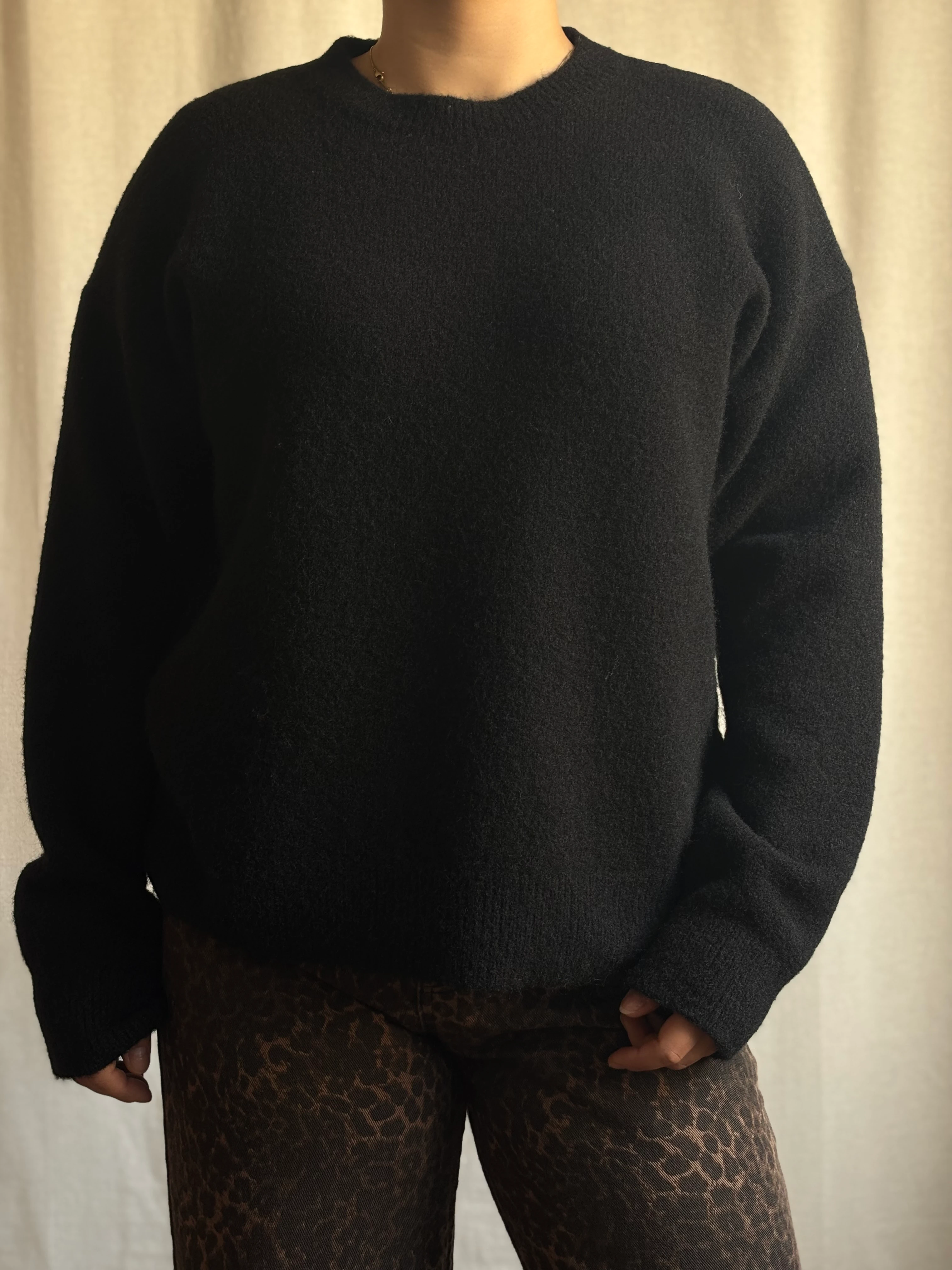 Bisiklet Yaka Yünlü Basic Triko Kazak - Siyah