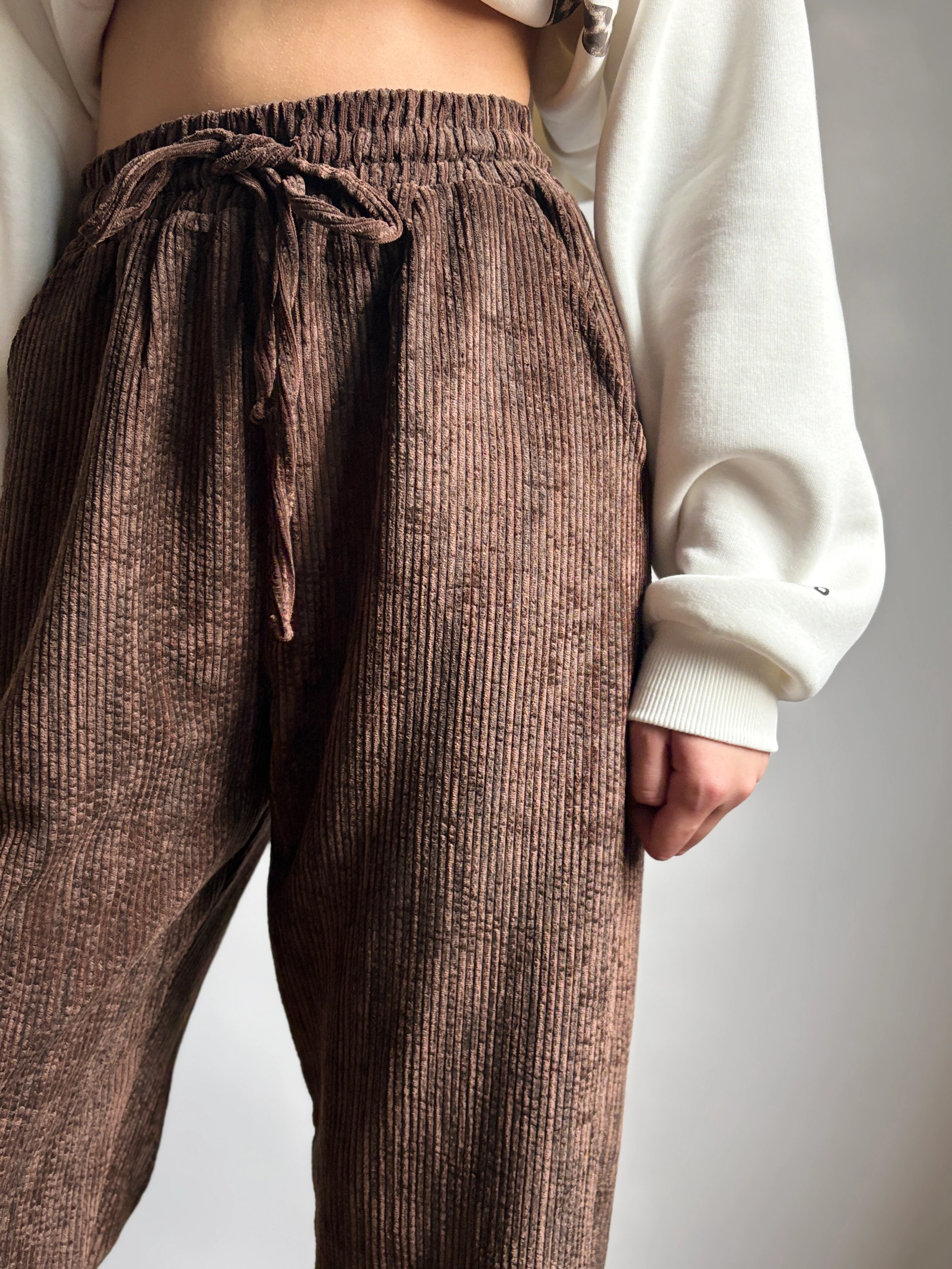 Kahverengi Beli Lastikli Pantolon 