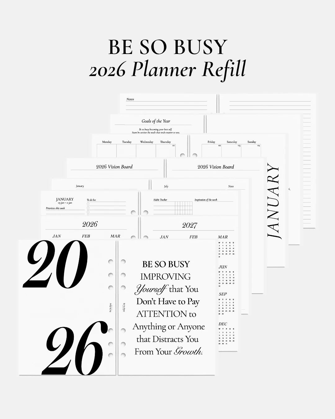 Be So Busy 2026 Planner Refill
