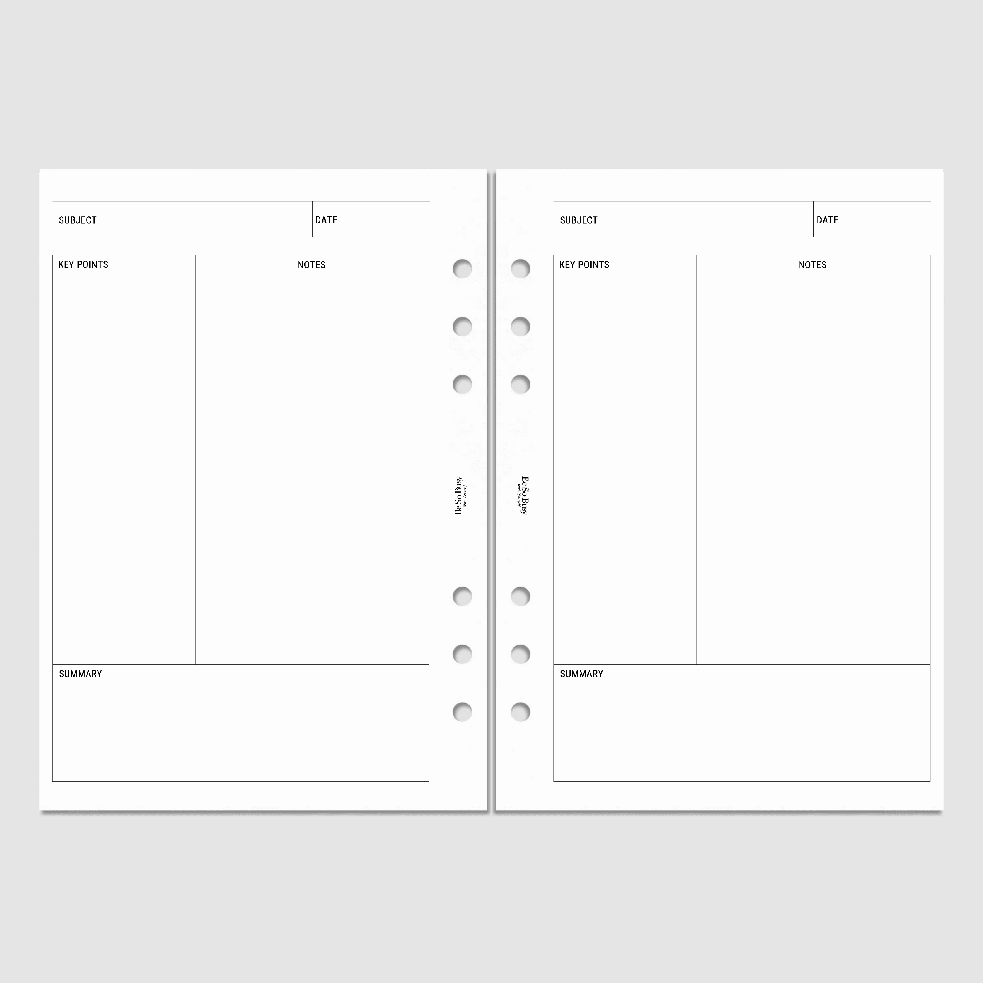 Be So Busy Academic – Cornell Note Taking System Refill