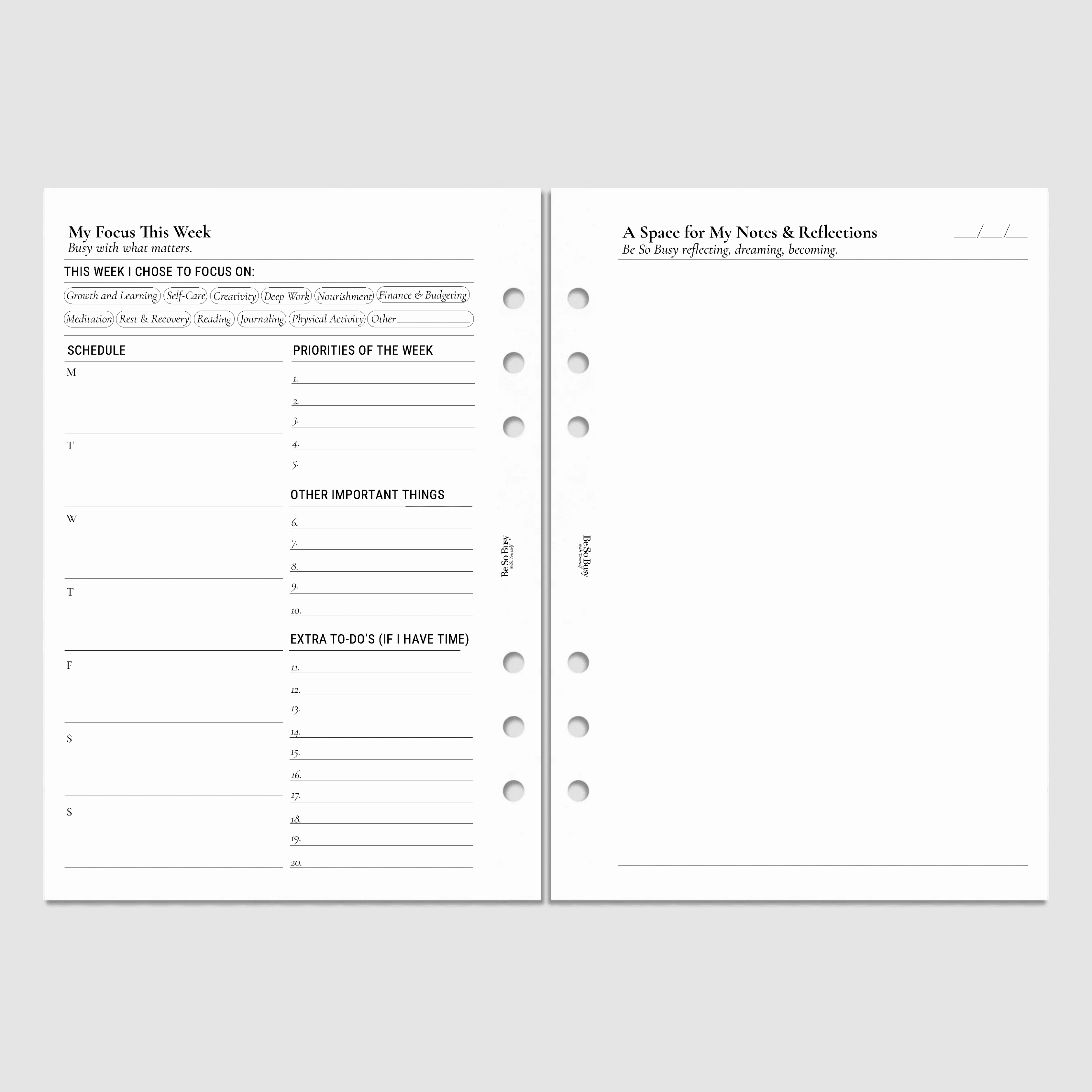 Busy with What Matters – Haftalık Tarihsiz Planner Refill