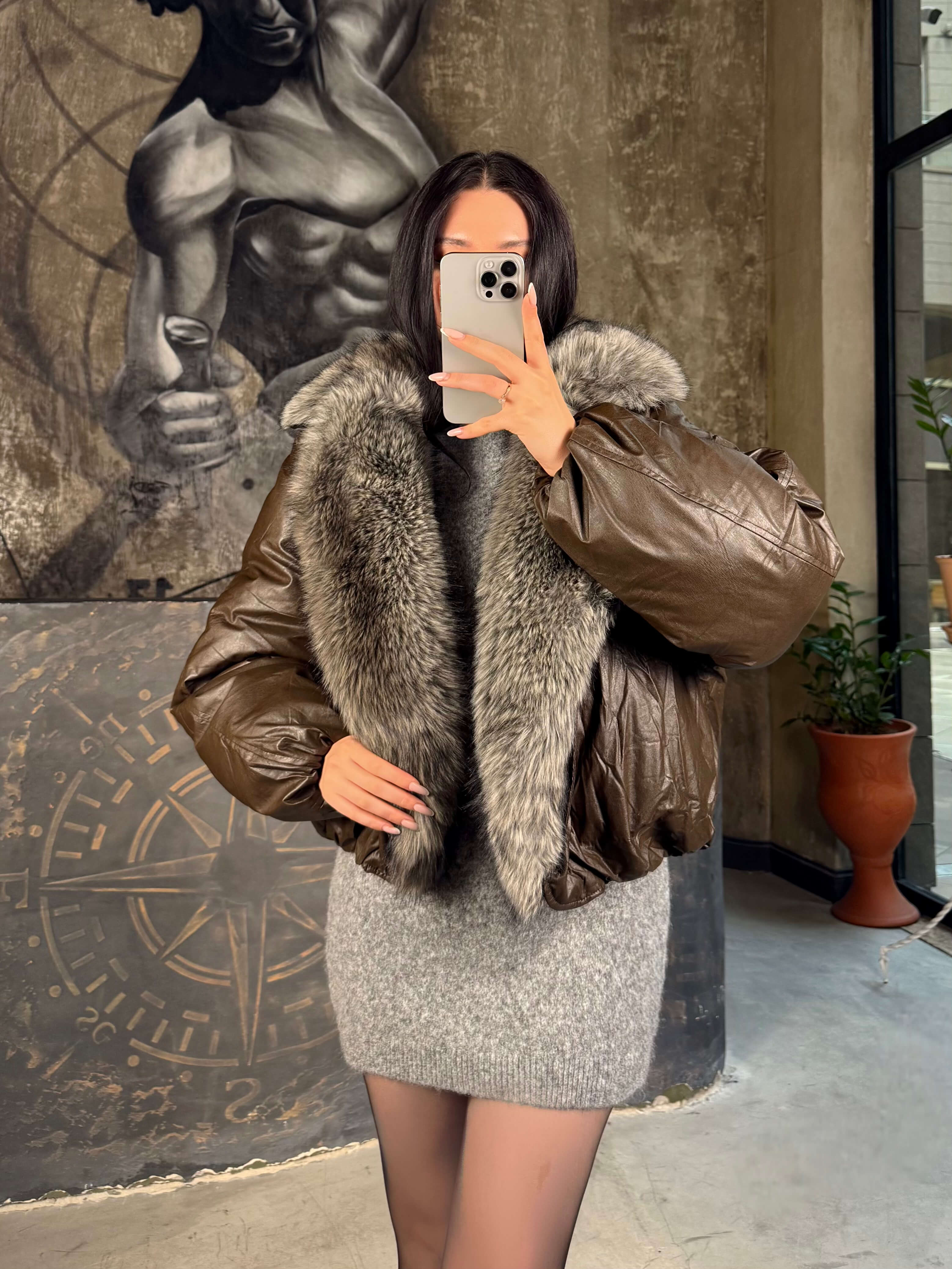 Woody Detachable Fur Collar Oversize Pocketed Short Puffer Jacket 