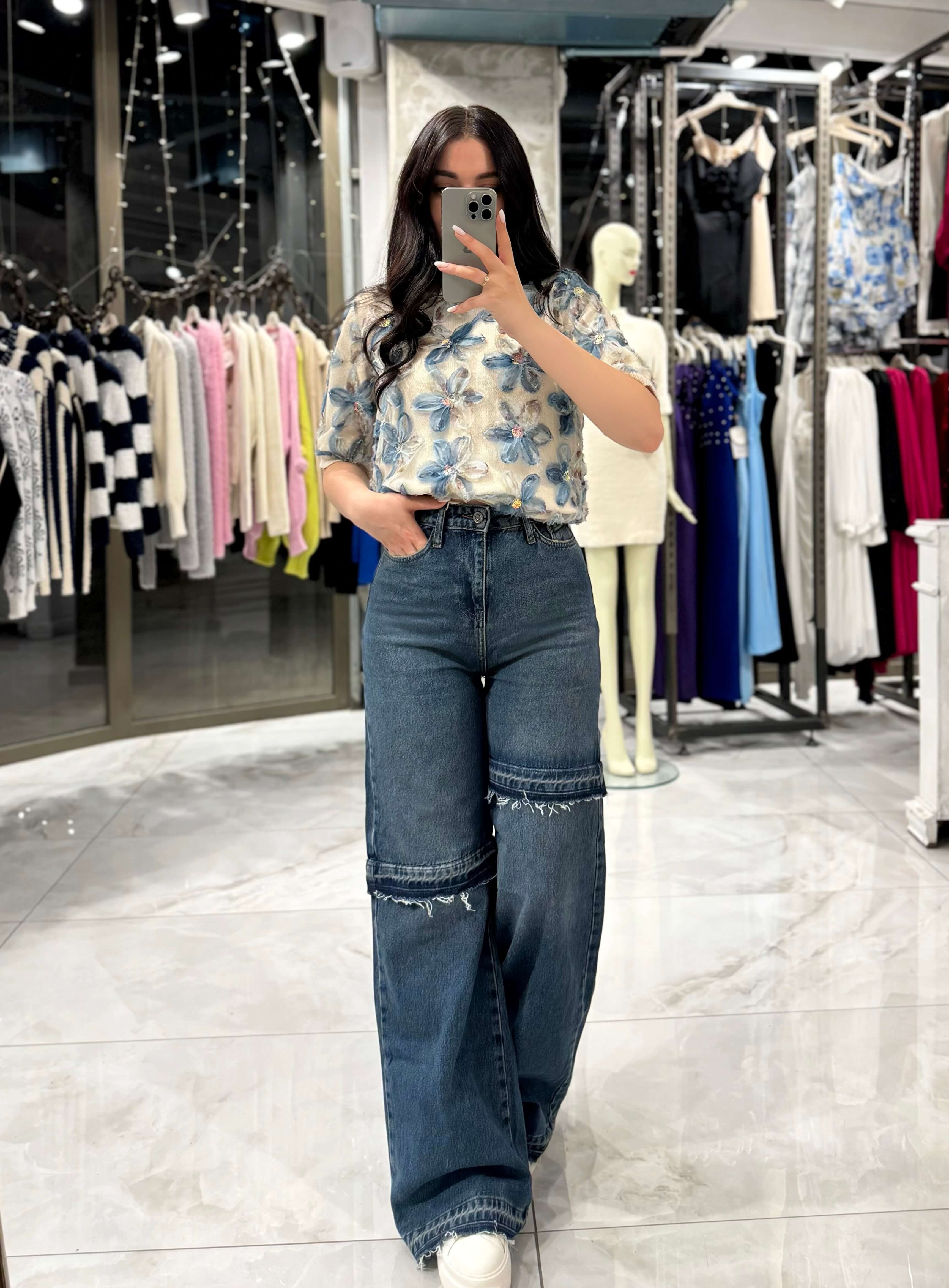 Ryan Premium Kalite Yüksek Bel Detaylı Geniş Paça Jean-Kahve Tint