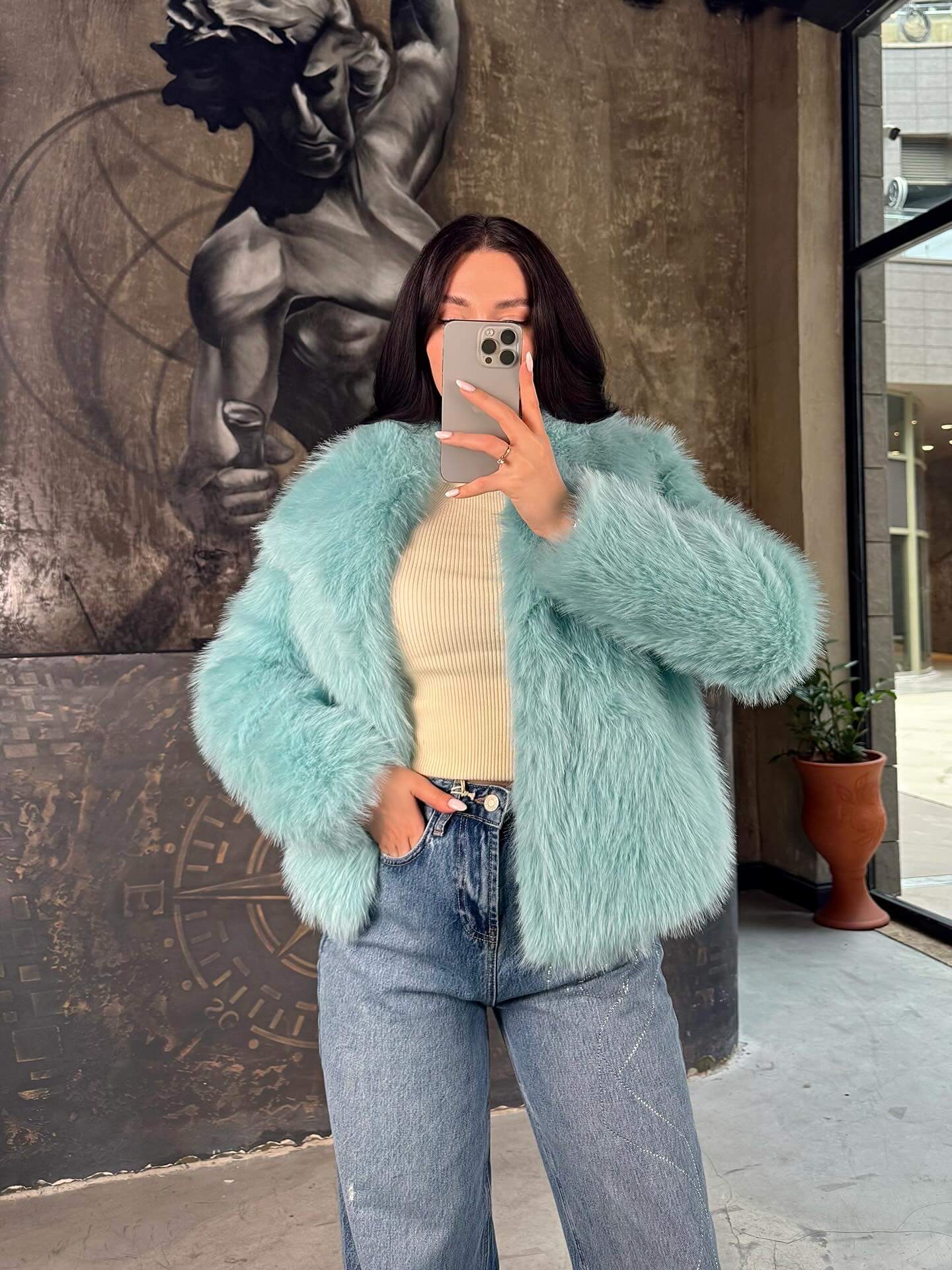 Heyra Şal Yaka Kürk  Kısa Kaban-Tiffany