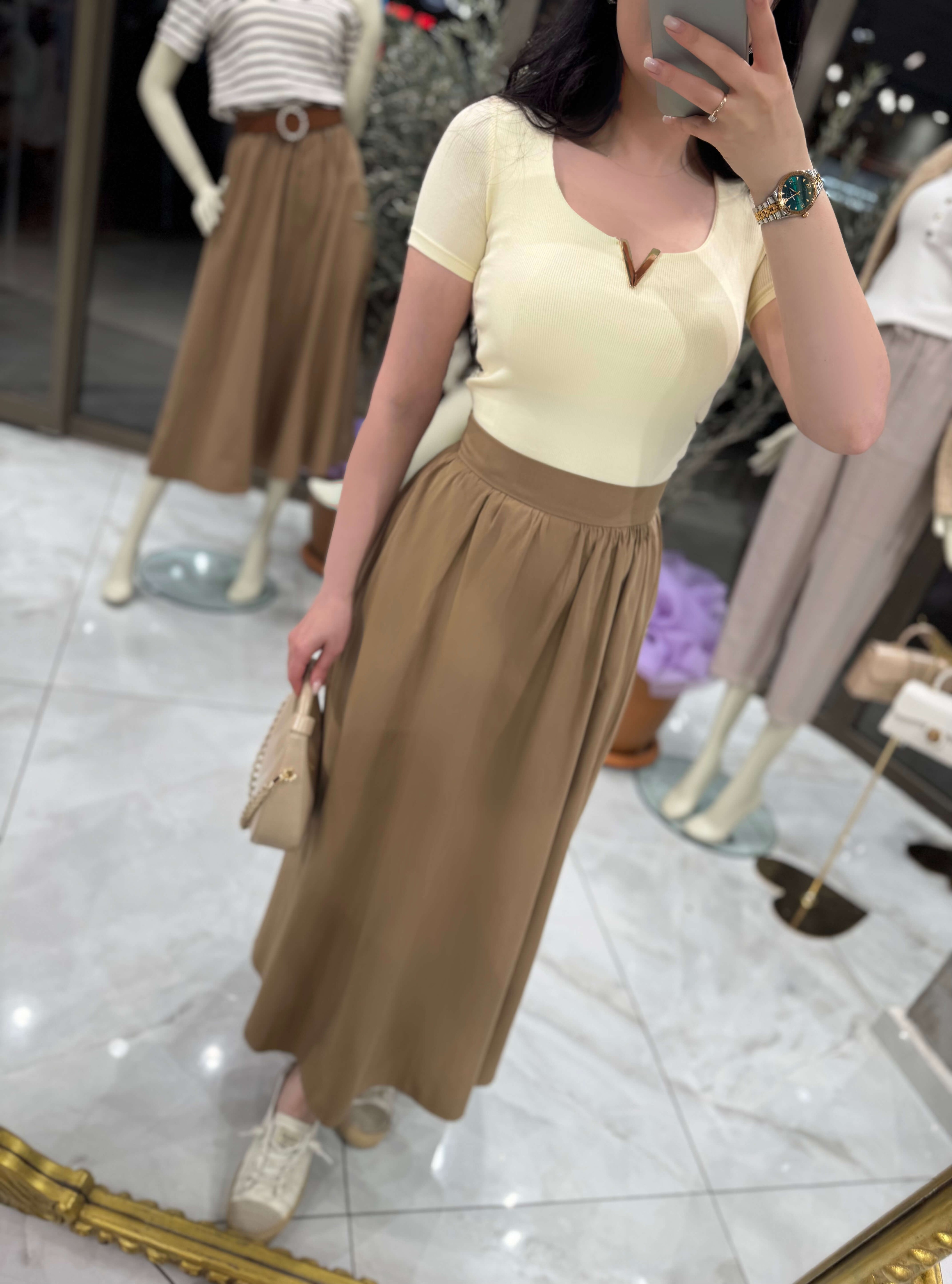 Rona Midi Boy Etek Camel