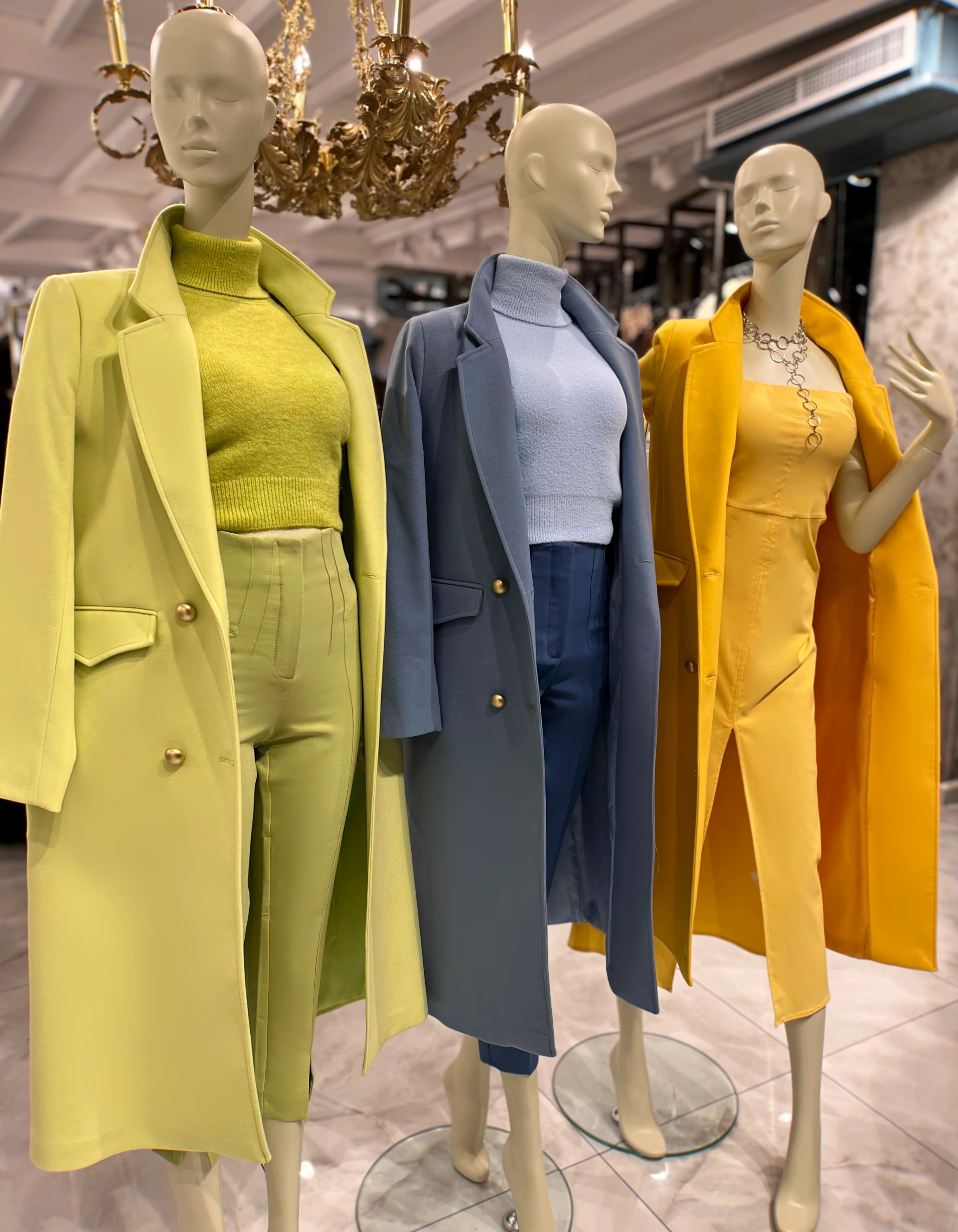 Karen Gold  Düğmeli Kaşe Kaban Limon sarısı