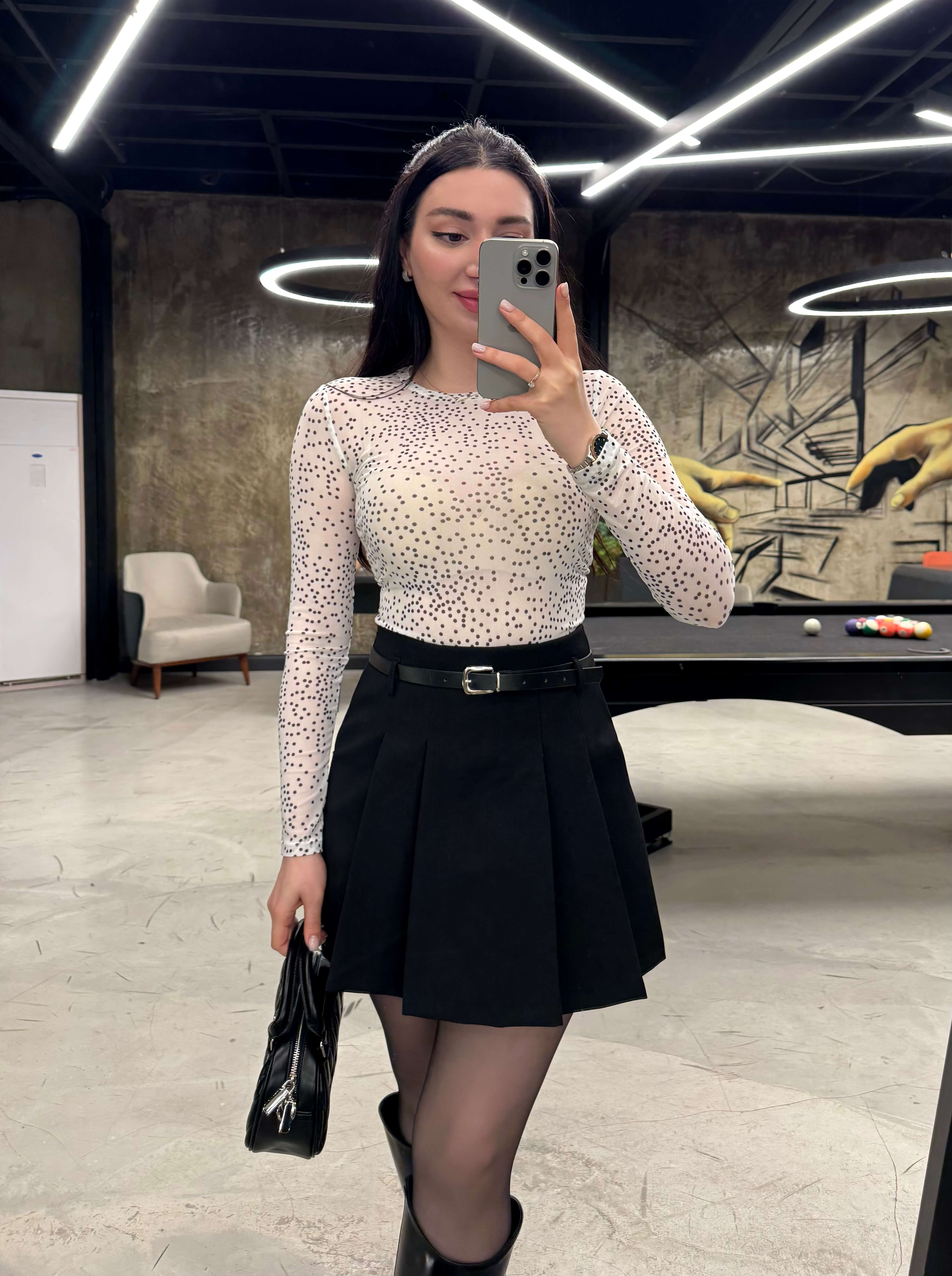 Vladya Puanteli Bluz-Beyaz