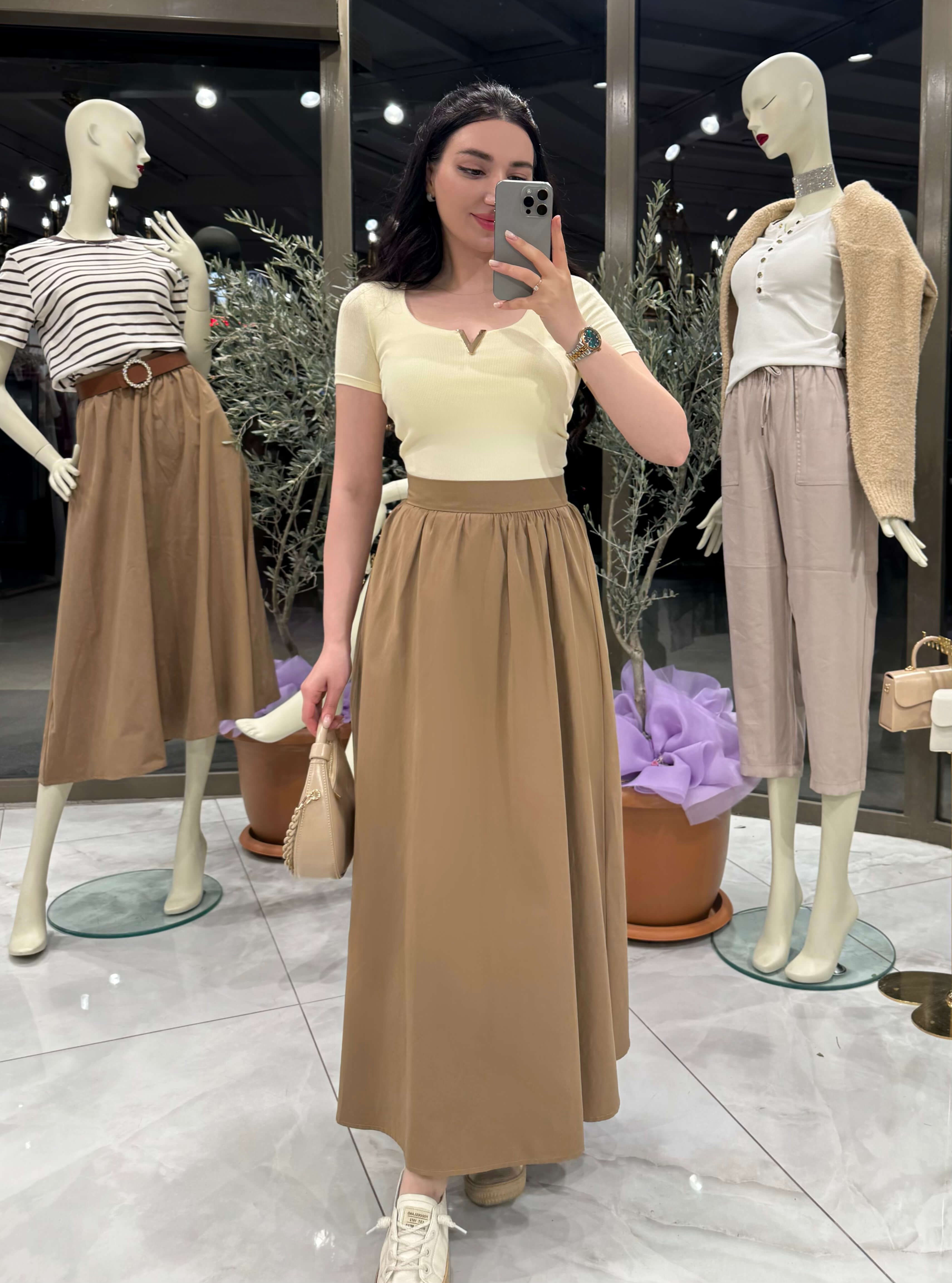 Rona Midi Boy Etek Camel