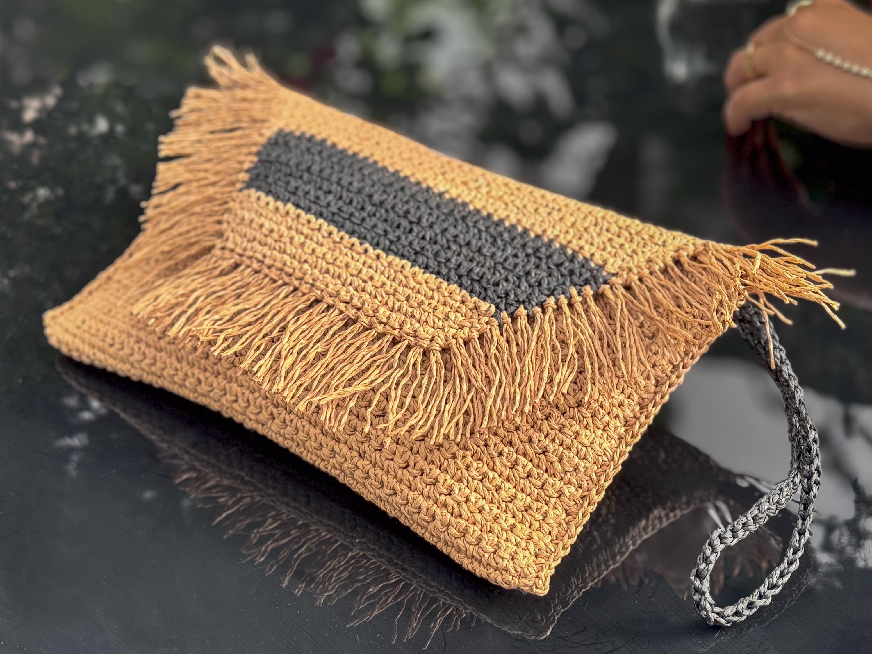 Siyah Şeritli Clutch El Çantası