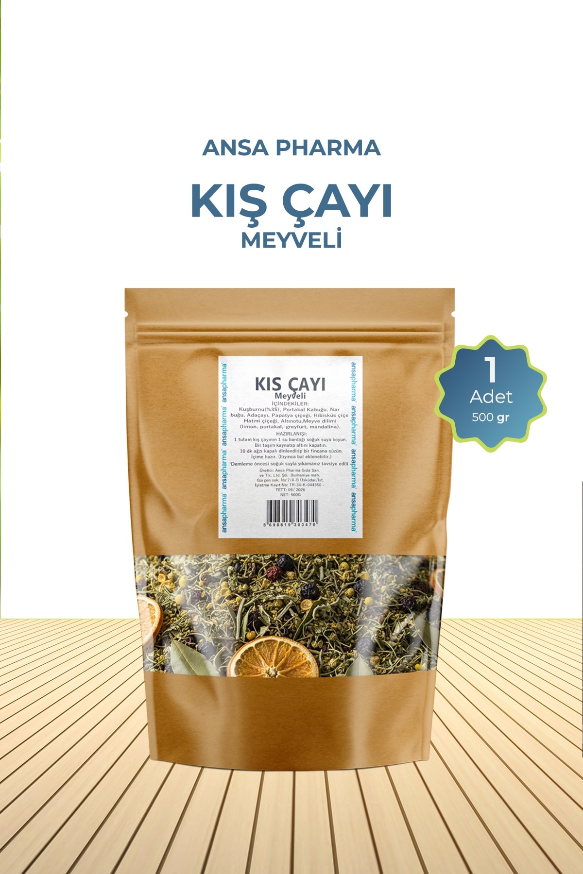 Kış Çayı Doğal ve Lüks Meyveli 500 G Ermiş Attar
