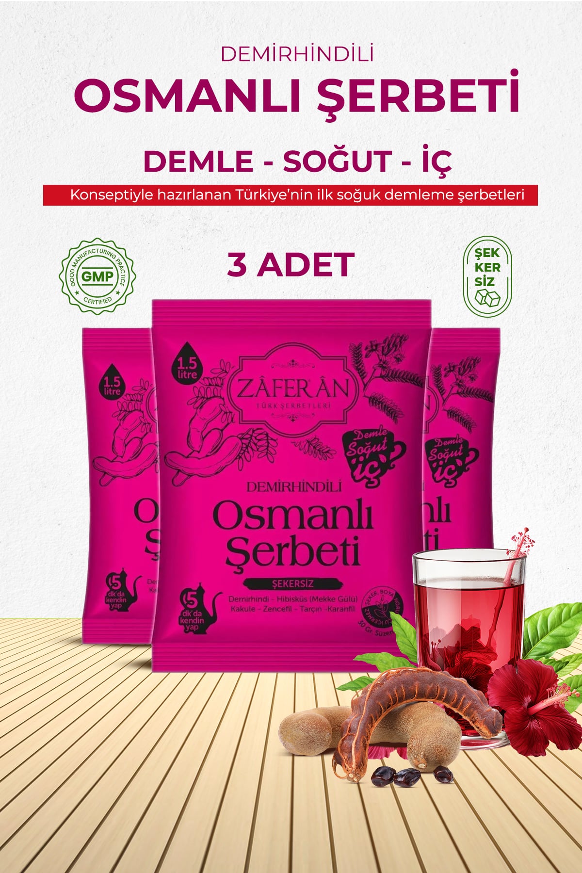 Osmanlı Şerbeti 3x1.5 Lt. Demirhindi Şerbeti Ramazan Şerbeti Doğal Şerbet