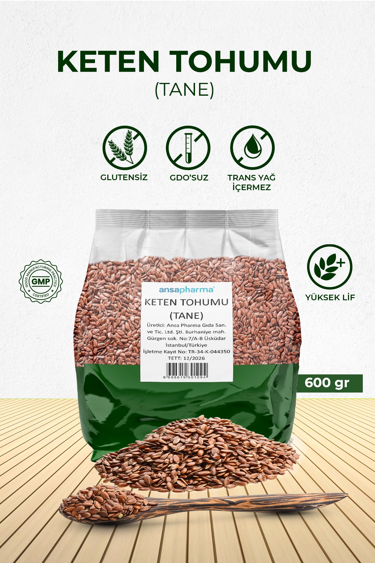 Keten Tohumu 600 G 1. Kalite Tane Glutensiz