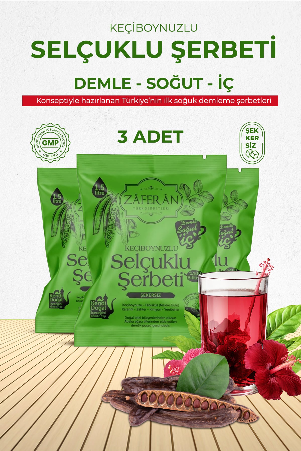 Selçuklu Şerbeti 3x1.5 Lt. Keçiboynuzu Şerbeti Ramazan Şerbeti Doğal Şerbet