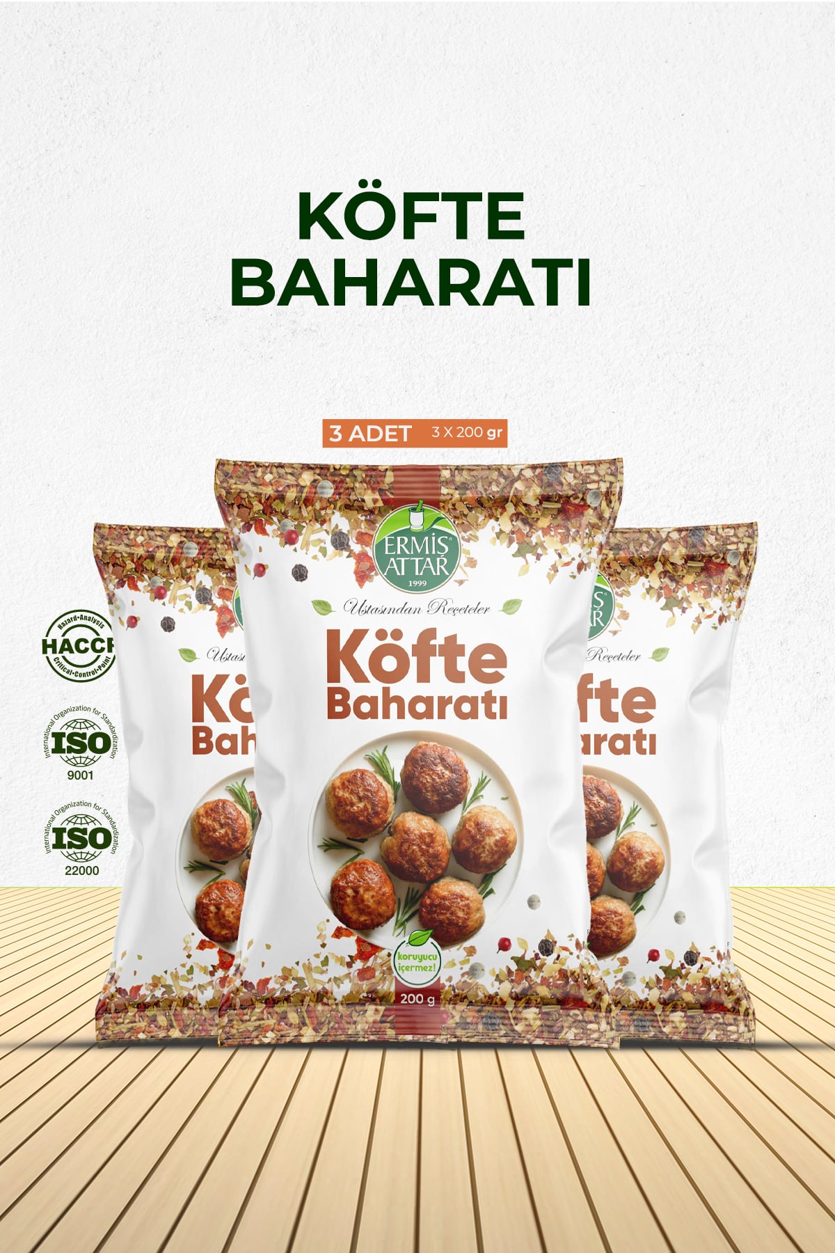 3'lü Paket Köfte Baharatı (Çeşnisi) 200 G Ermiş Attar
