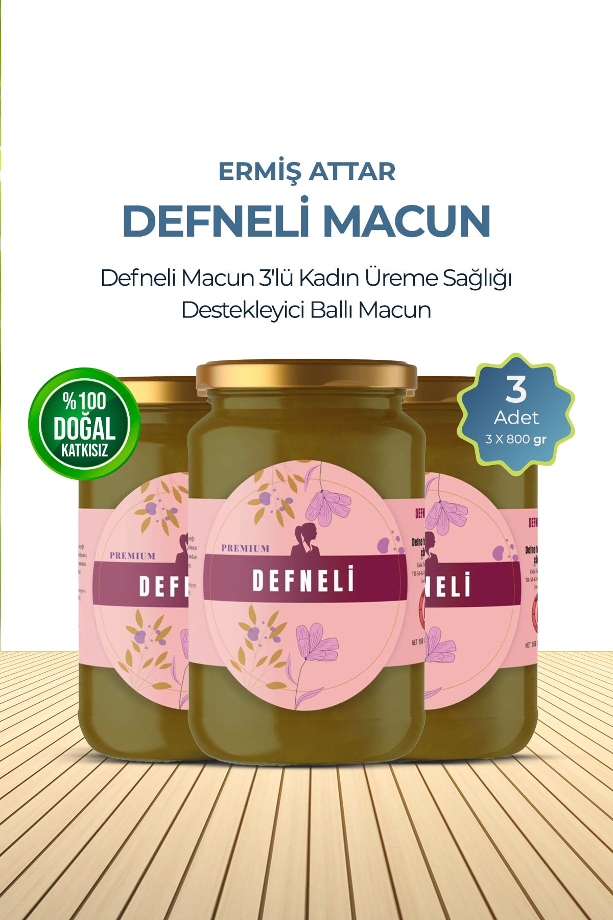 Defneli Macun 3'lü Kadın Üreme Sağlığı Destekleyici Ballı Macun Ermiş Attar