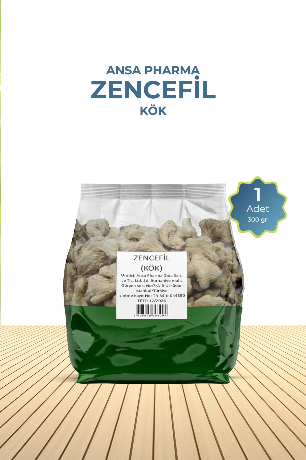 Zencefil Kök 1. Kalite 300 G