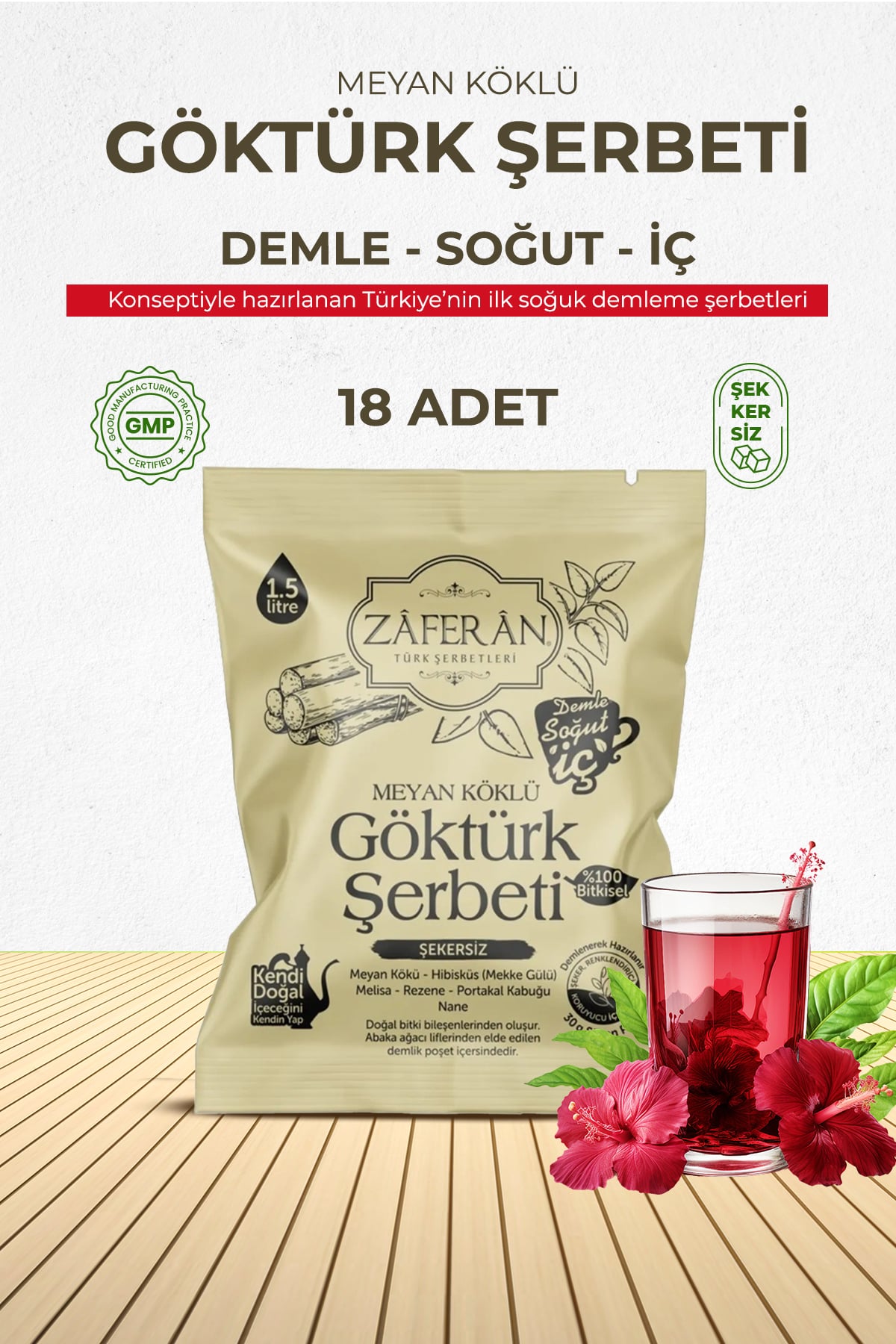 Zaferan Göktürk Şerbeti 18x1.5 Lt. Meyan Kökü Şerbeti Ramazan Şerbeti Doğal Şerbet