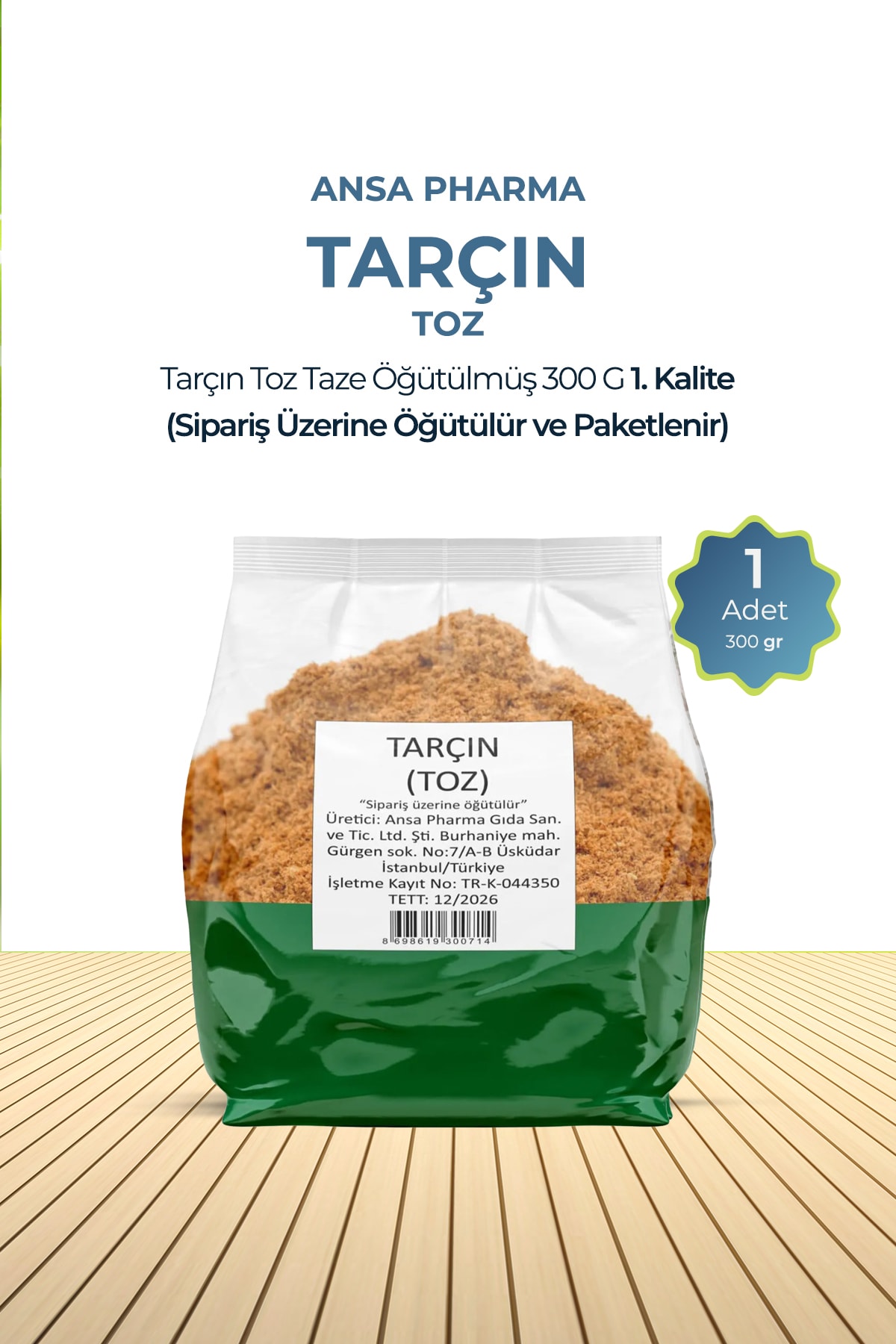 Tarçın Toz Taze Öğütülmüş 300 G 1. Kalite (Sipariş Üzerine Öğütülür ve Paketlenir)