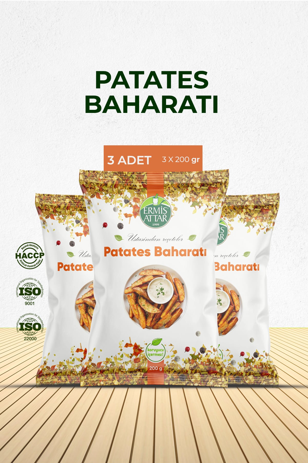 3'lü Paket Patates (Cips) Baharatı 200 G Ermiş Attar