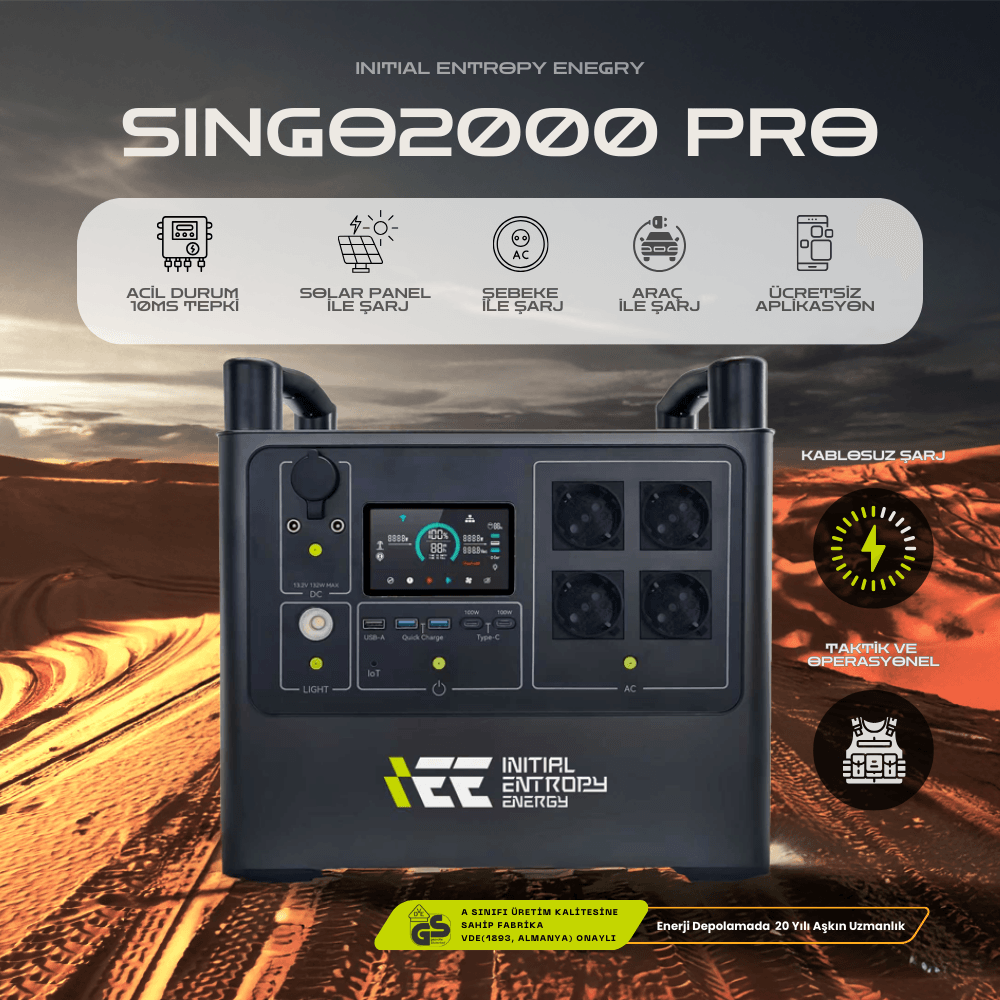 SINGO2000PRO Taşınabilir Güç Kaynağı – 1920Wh Kapasite, 4000W Çıkış, LifePO4 Batarya, Kablosuz Şarj