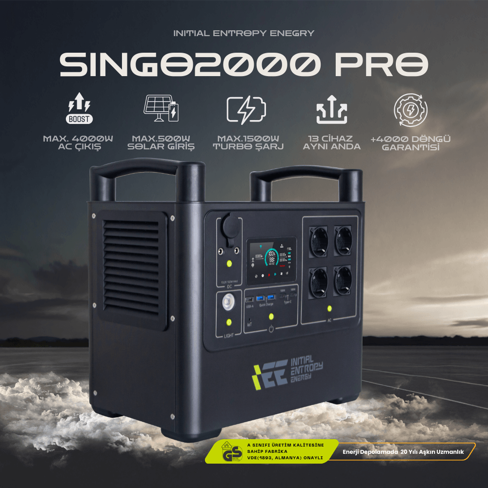SINGO2000PRO Taşınabilir Güç Kaynağı – 1920Wh Kapasite, 4000W Çıkış, LifePO4 Batarya, Kablosuz Şarj