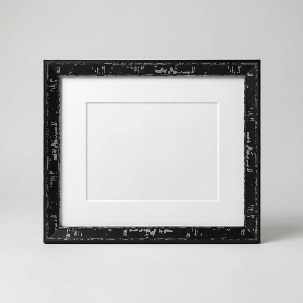 18mm Düz Siyah Eskitme içi Parlak Gümüş Resim Çerçevesi