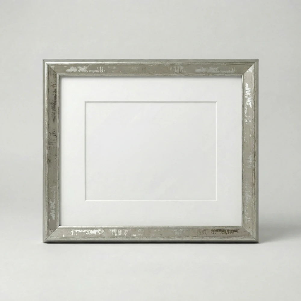 18mm Düz Gümüş Eskitme içi Parlak Gümüş Resim Çerçevesi