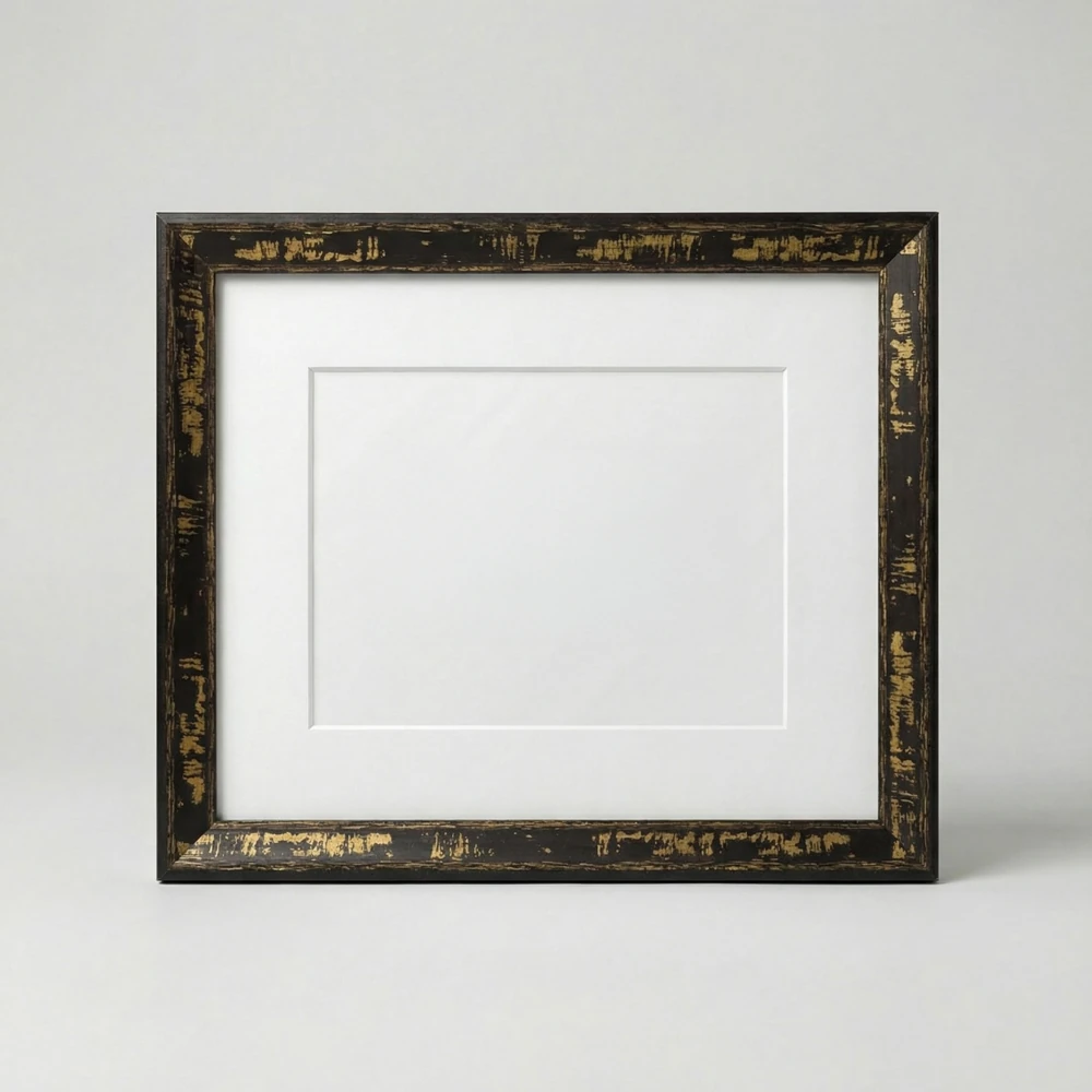 18mm Düz Kahve Eskitme içi Parlak Altın Resim Çerçevesi