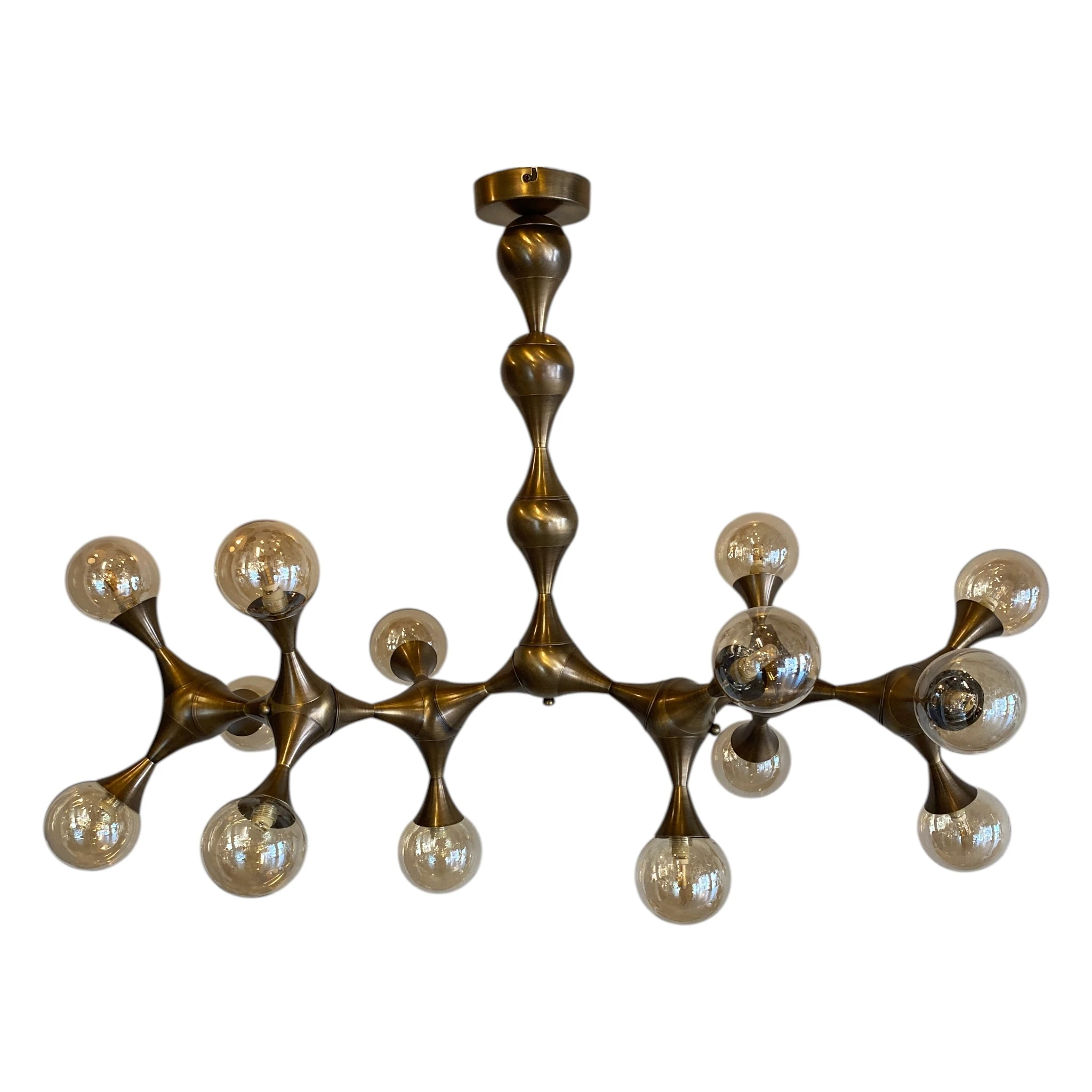 Molekül Tasarımlı Eskitme Avize - Cam Küre Başlıklı Modern Retro Aydınlatma