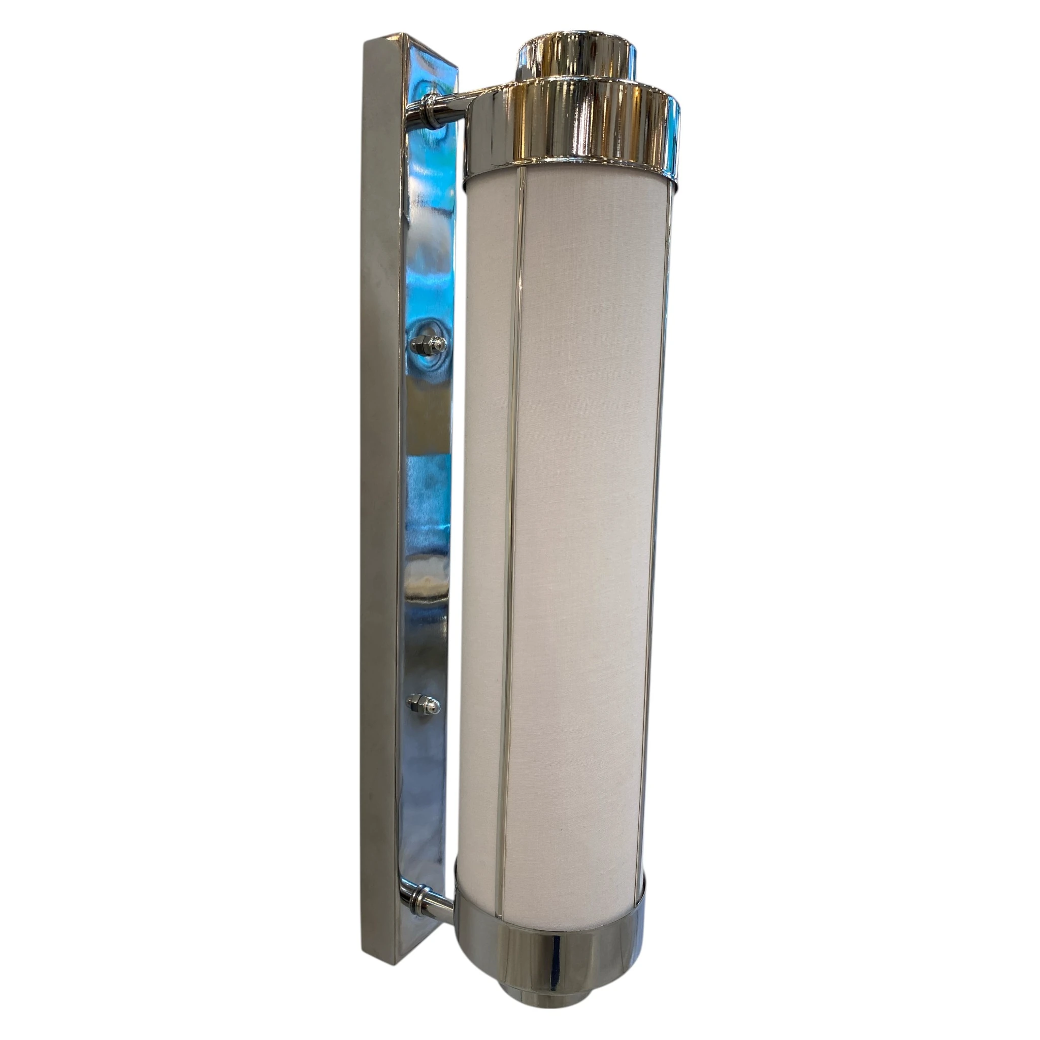 Modern Krom Gövdeli Beyaz Abajurlu Silindir Duvar Apliği