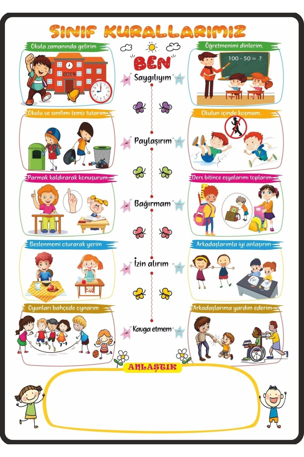 SINIF KURALLARIMIZ 50 X 70 (VİNİL BRANDA) DİJİTAL BASKI