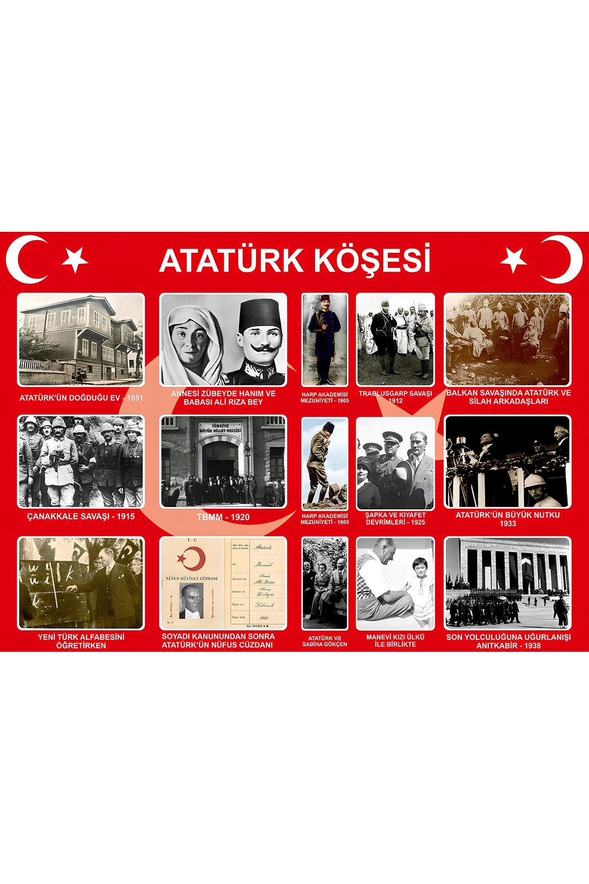 ATATÜRK KÖŞESİ ATATÜRK'ÜN HAYATI 50 X 70 (VİNİL BRANDA) DİJİTAL BASKI