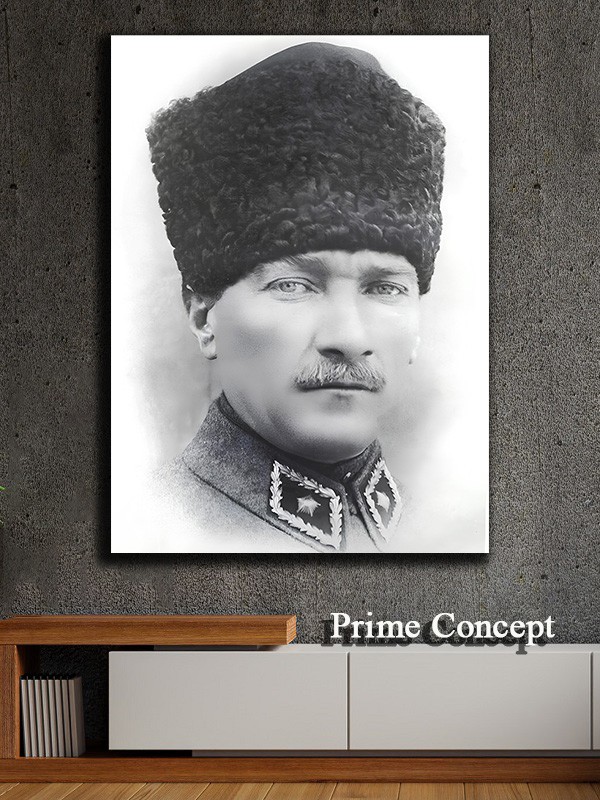 Kalpaklı Atatürk kanvas tablo