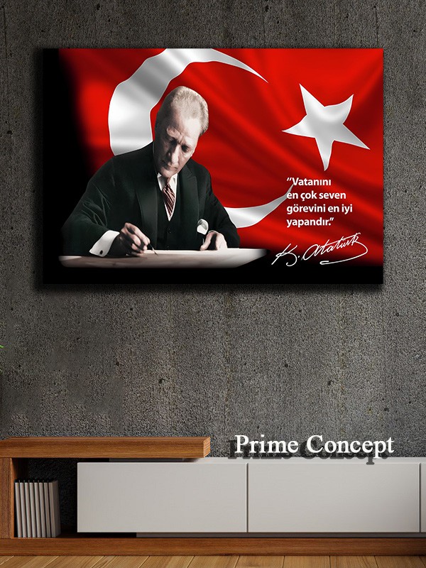 Vatanını en çok seven Atatürk kanvas tablo