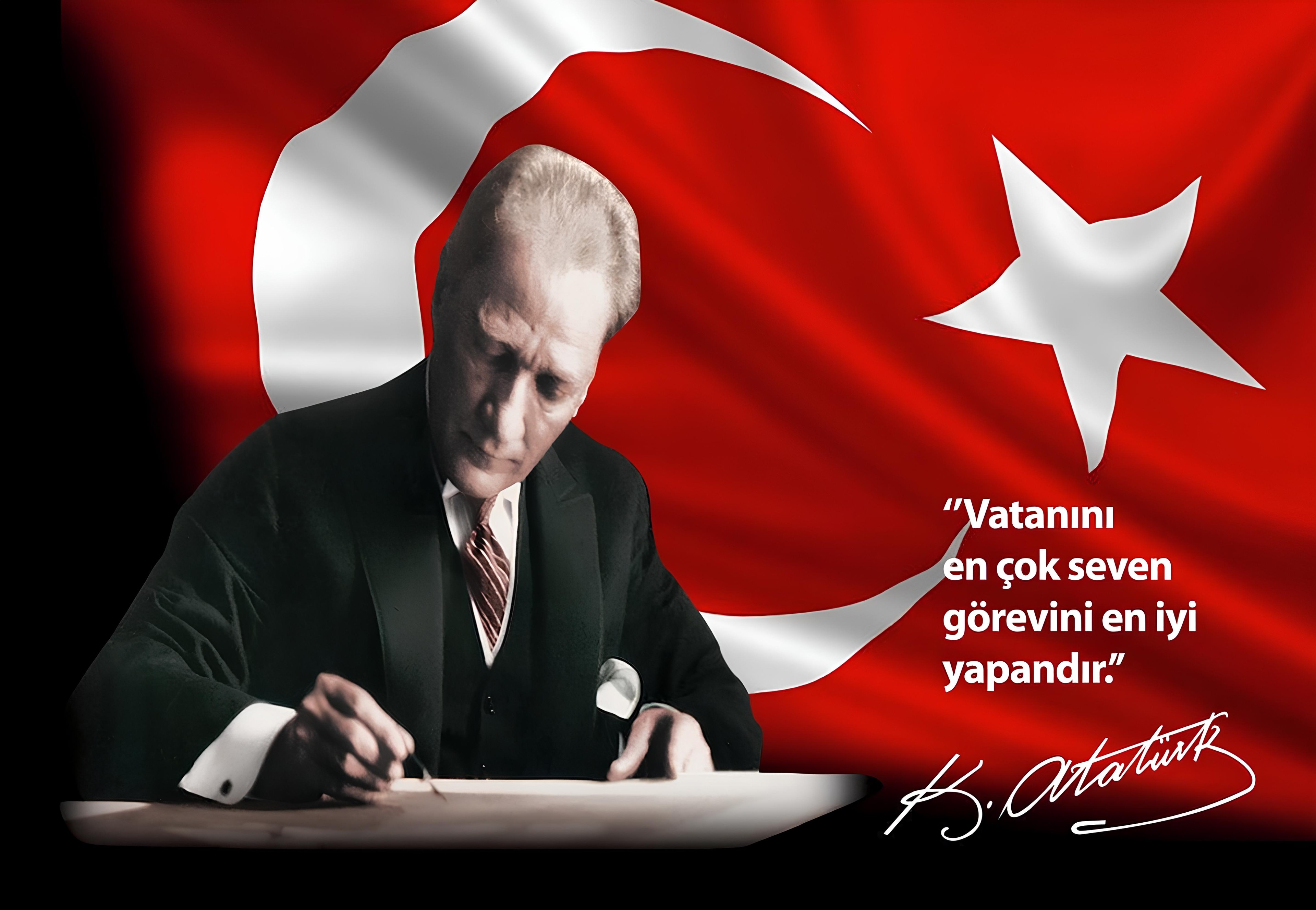 Vatanını en çok seven Atatürk kanvas tablo