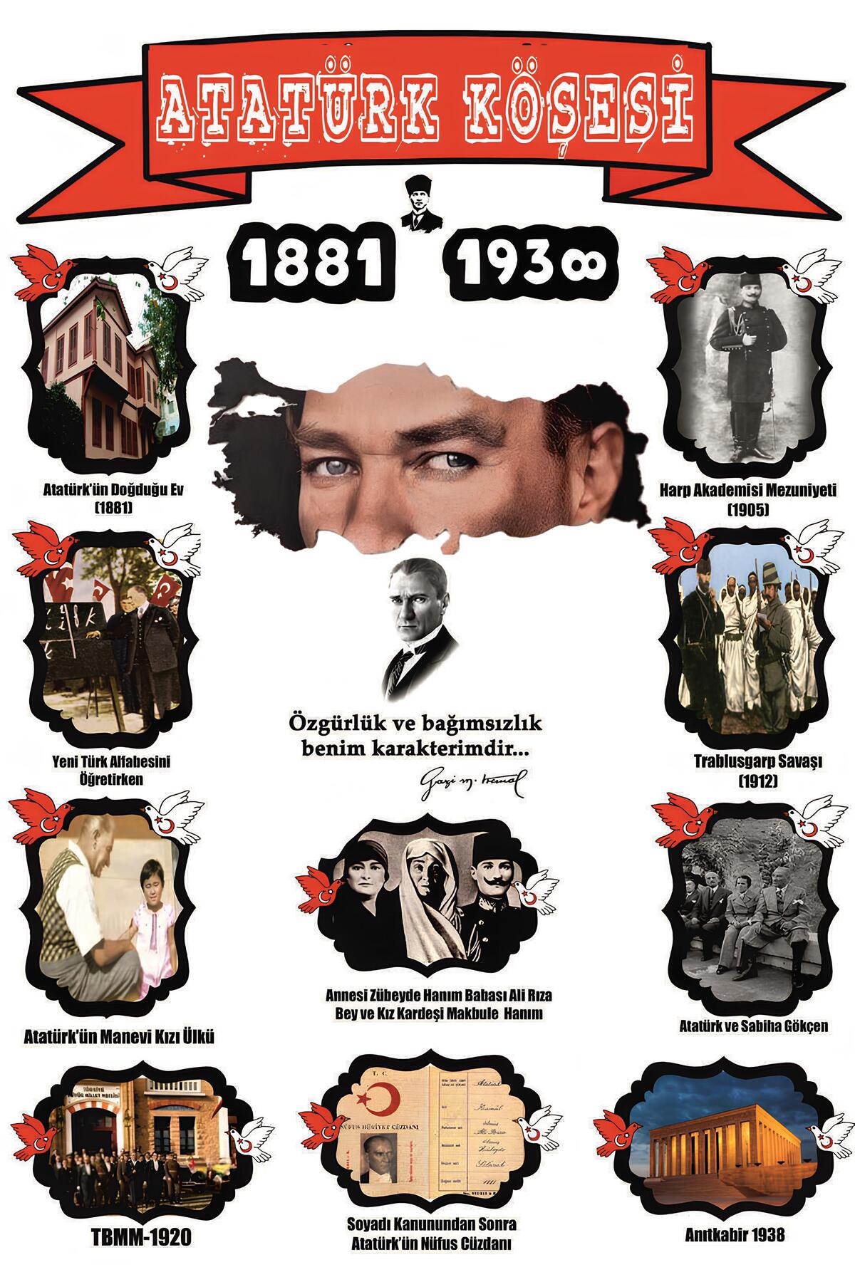 ATATÜRK KÖŞESİ ATATÜRK'ÜN HAYATI 50 X 70 (VİNİL BRANDA) DİJİTAL BASKI