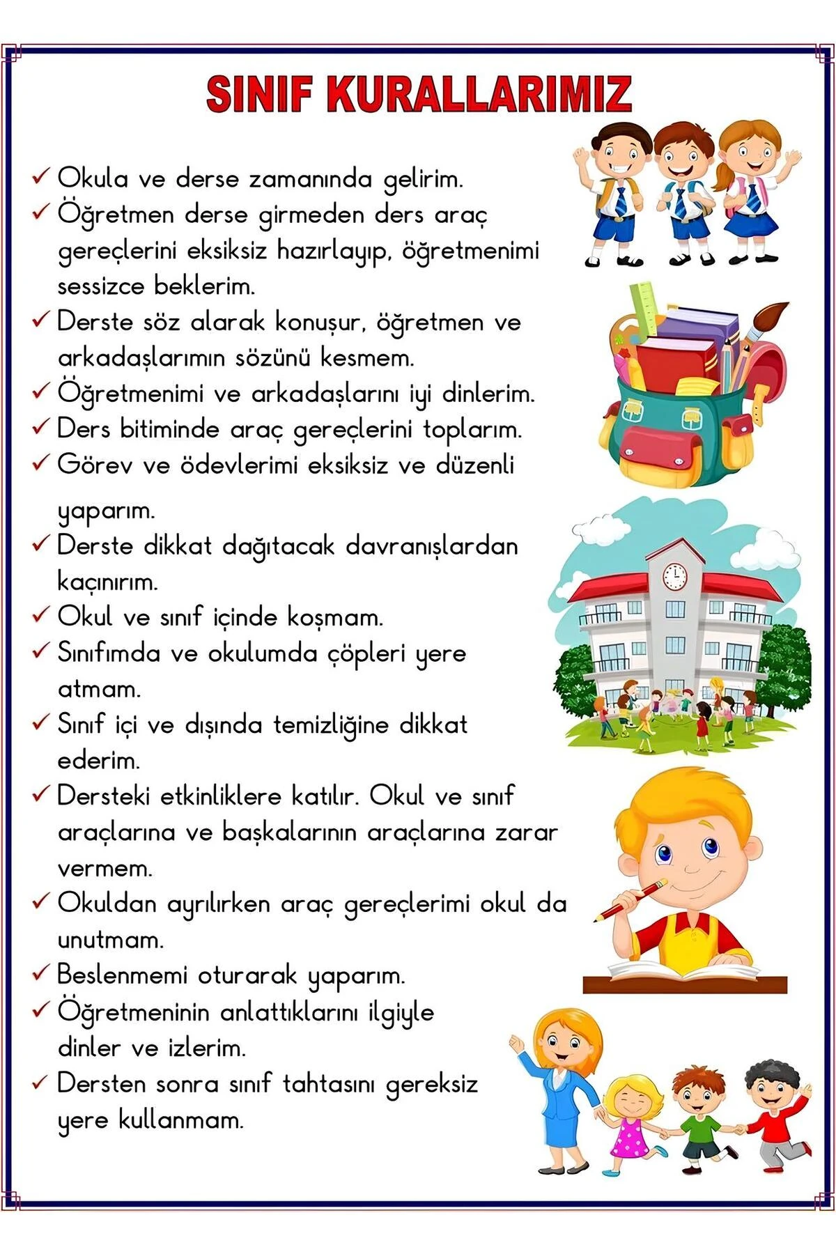 SINIF KURALLARIMIZ 50 X 70 (VİNİL BRANDA) DİJİTAL BASKI