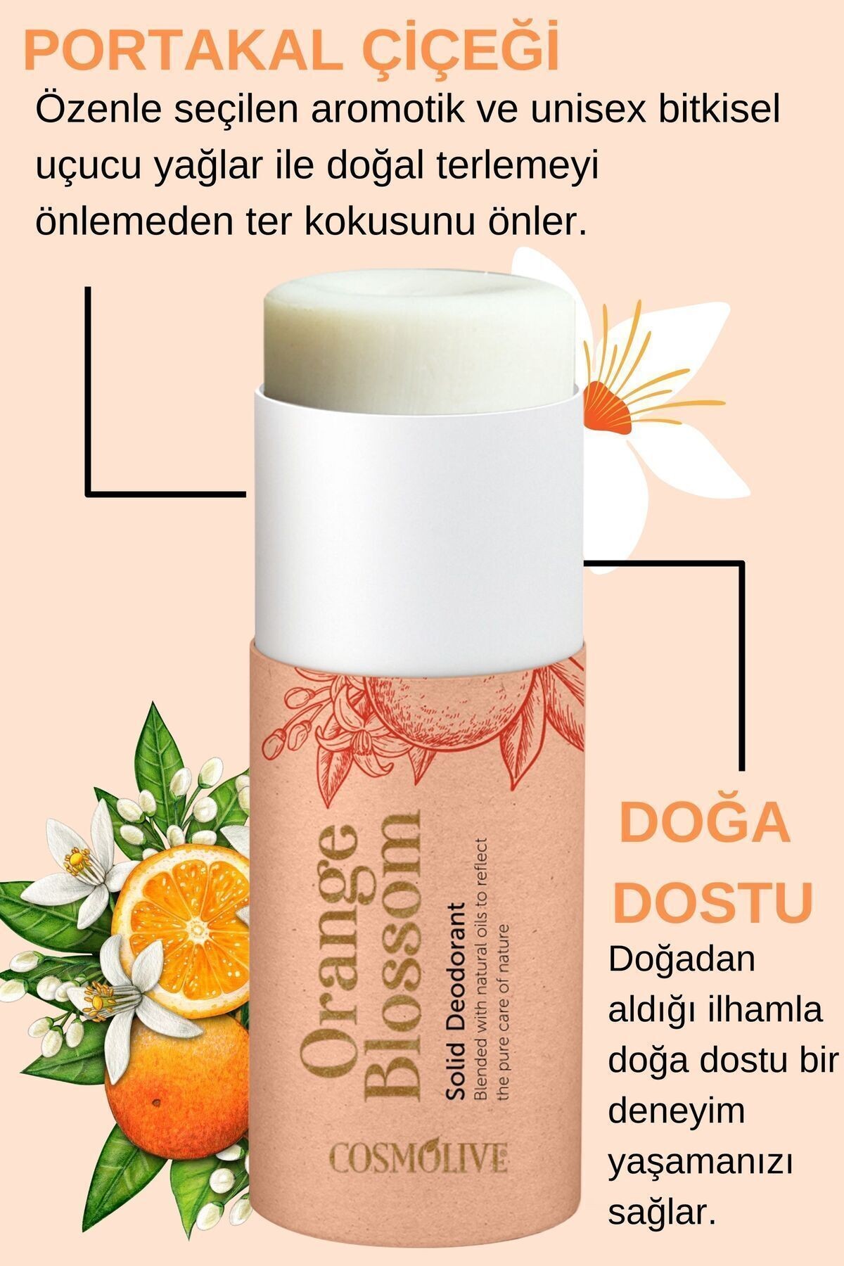 Doğal Roll On Stick Koltuk Alti Deodorant Organik Rolon Rollon Kokusuz Portakal Çiçeği 80gr