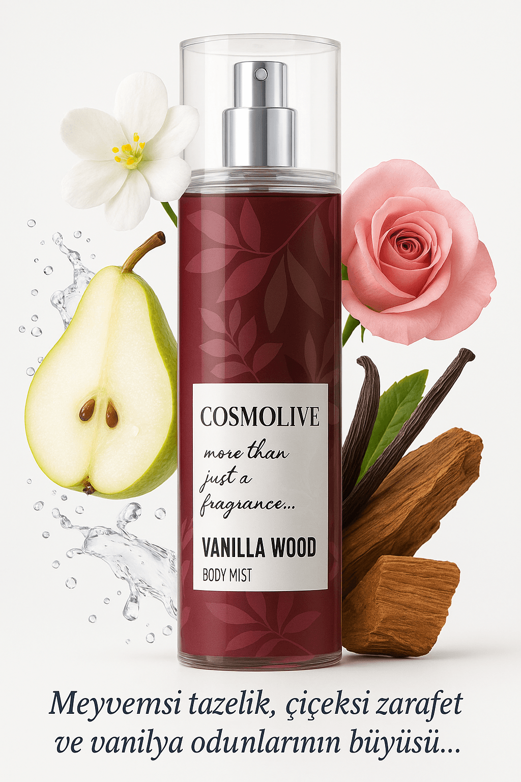 Vücut Spreyi Body Mist Vanilla Wood Kadın Işıltılı Nemlendirici 250 ml
