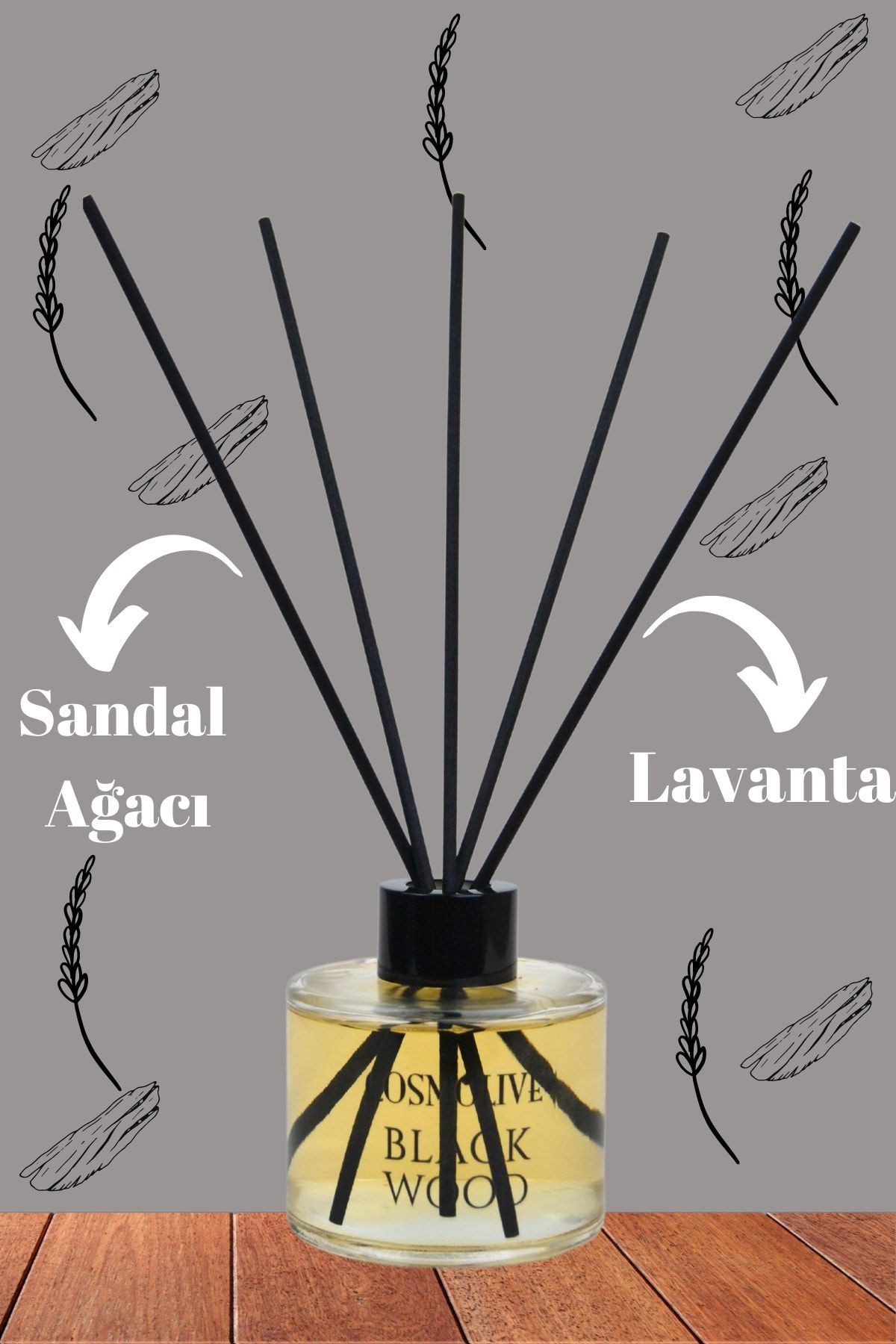 Oda Kokusu Bambu Çubuklu Black Wood Sandal Ağacı Ve Lavanta Kokulu 100 ml