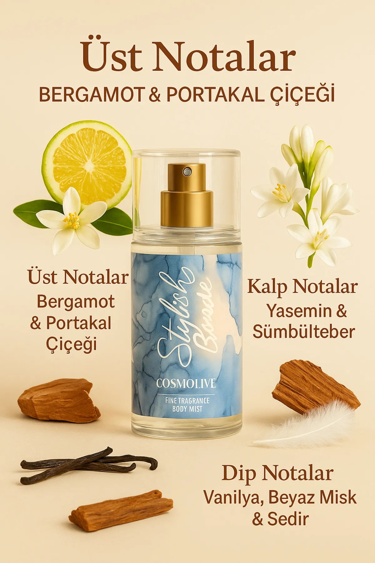 Vücut Spreyi Body Mist | My Way | Stilish Blonde | Seyahat Boy | Kadın | Işıltılı | Nemlendirici