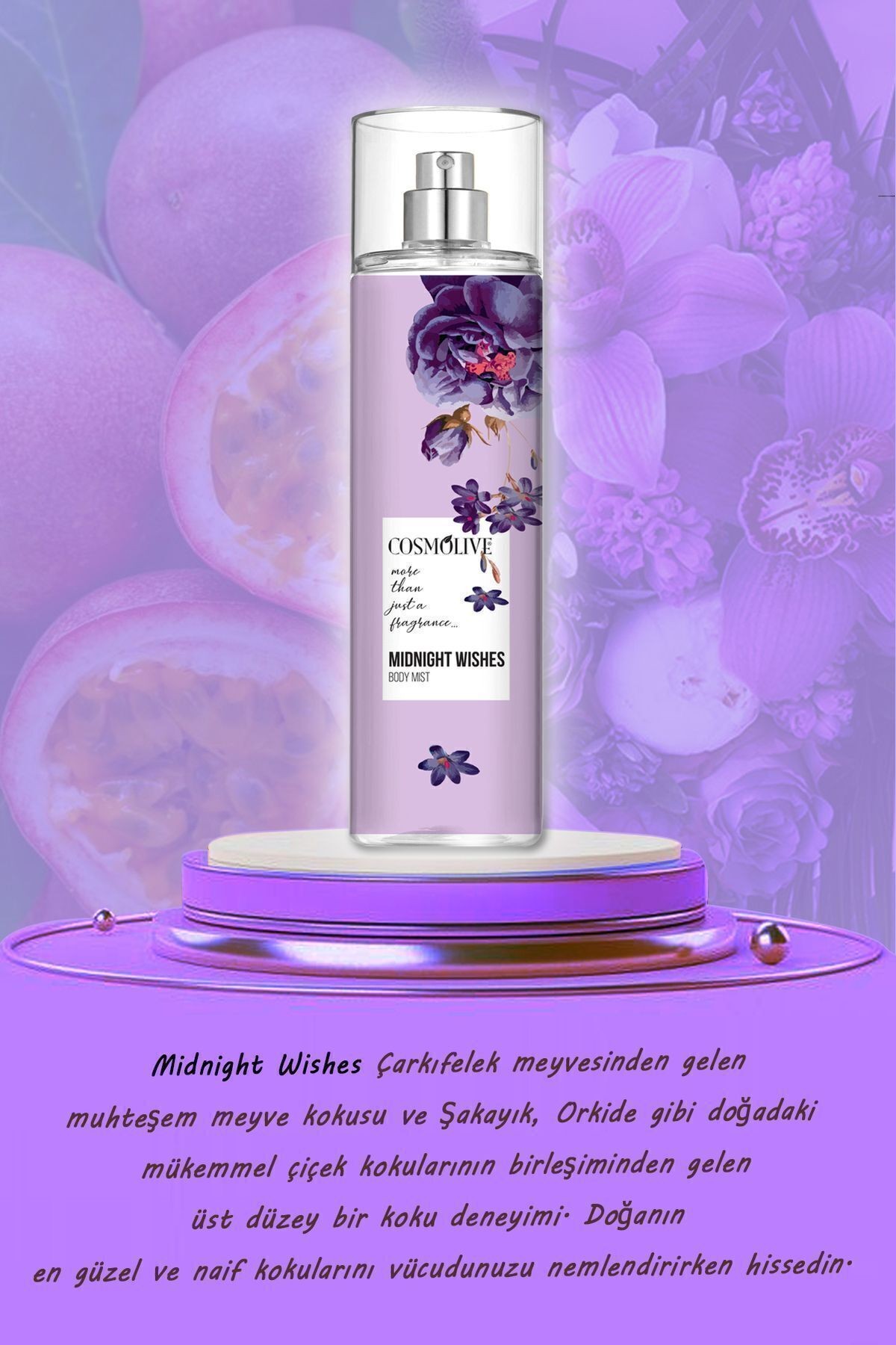 Body Mist Vücut Spreyi Bombshell Midnight Wishes Kadın Işıltılı Nemlendirici Saç Parfümü 250ml