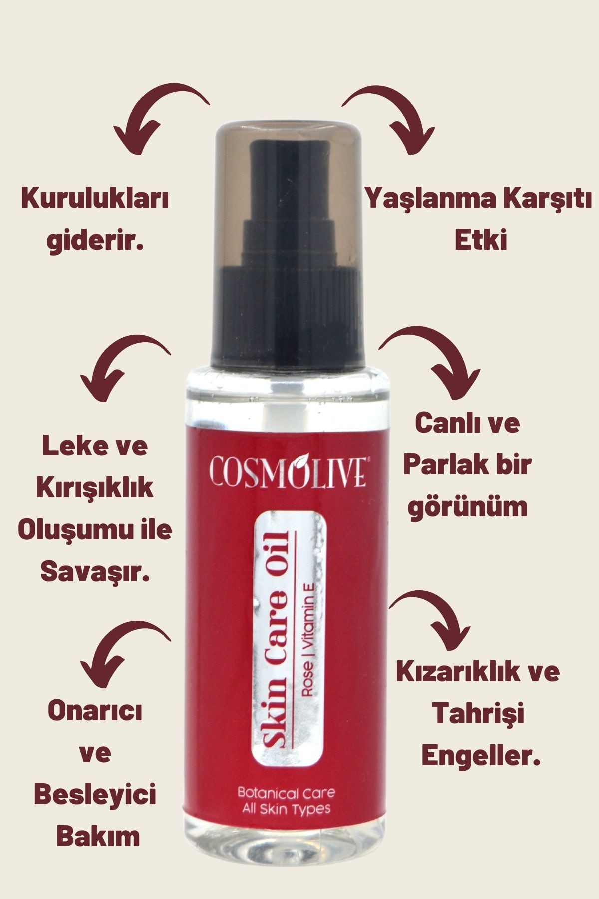 Cilt Bakım Yağı Gül Ve E Vitamini 100 ml